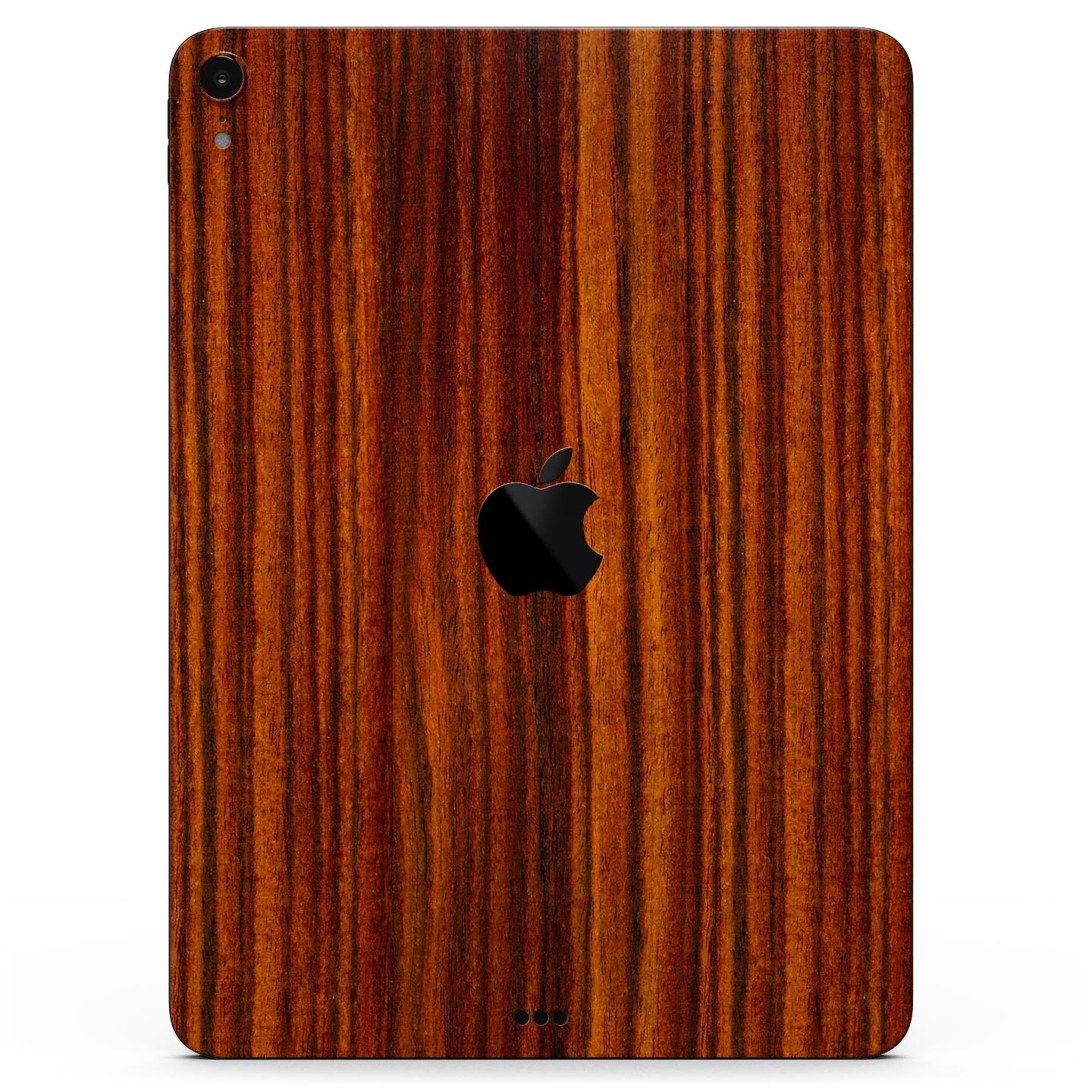 Bright Red Ebony Woodgrain skin decal for Apple iPad, showcasing its vibrant woodgrain design and ultra-thin profile.