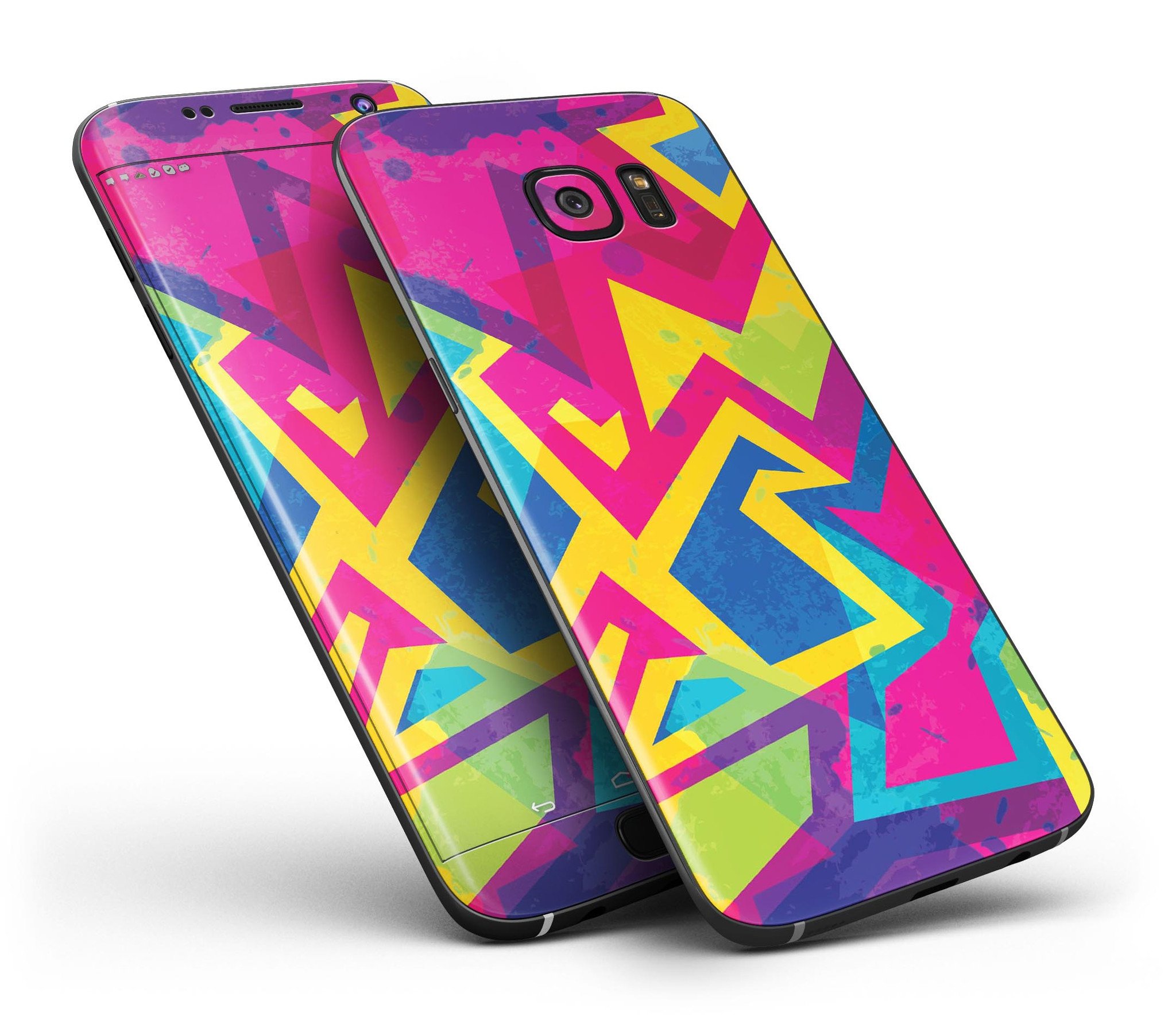 Bright Retro Color-Shapes Full Body Skin-Kit for Samsung Galaxy S7/S7 Edge, showcasing vibrant colors and unique shapes.