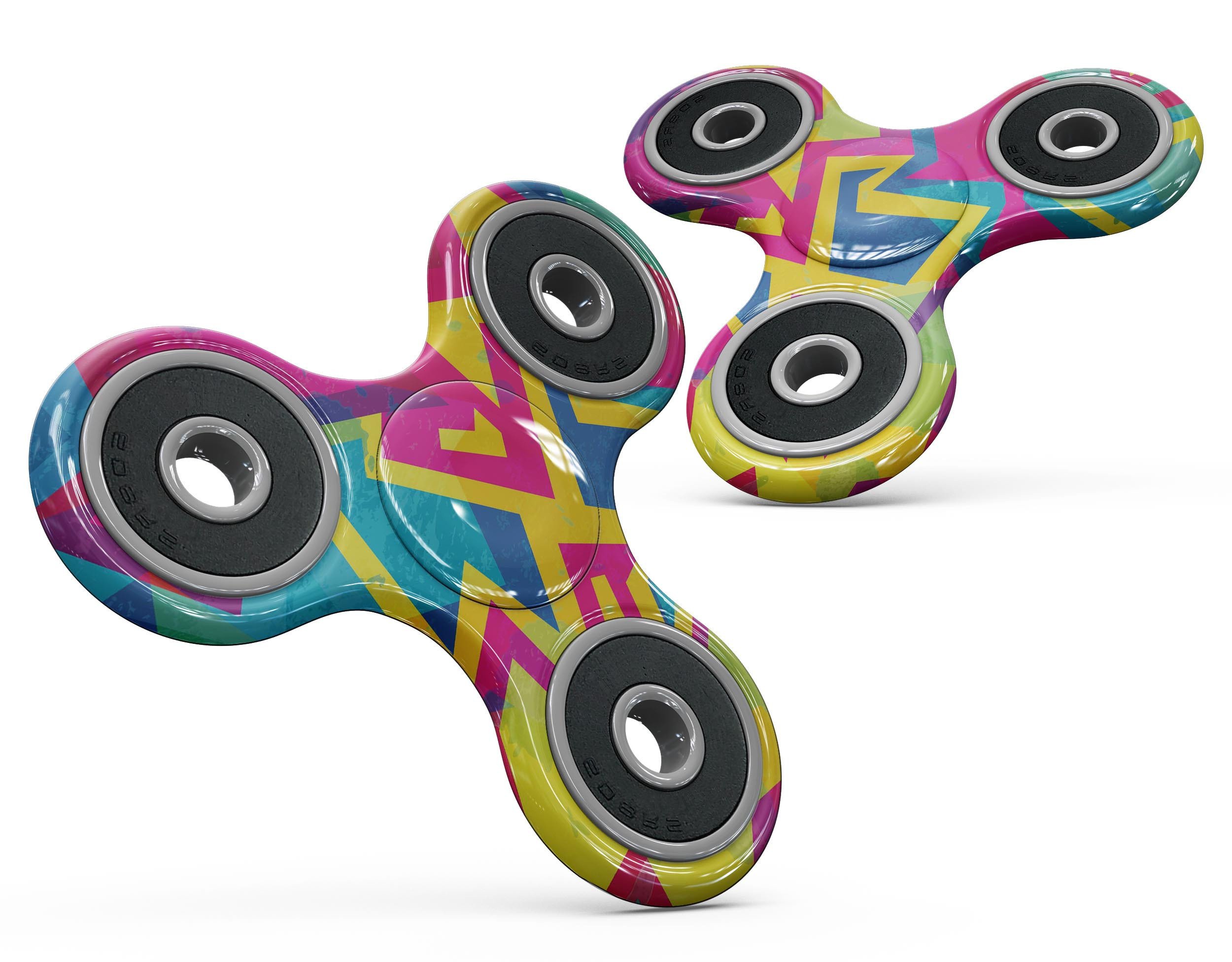 Bright Retro Color-Shapes Full-Body Skin-Kit for fidget spinner, showcasing vibrant colors and unique shapes.