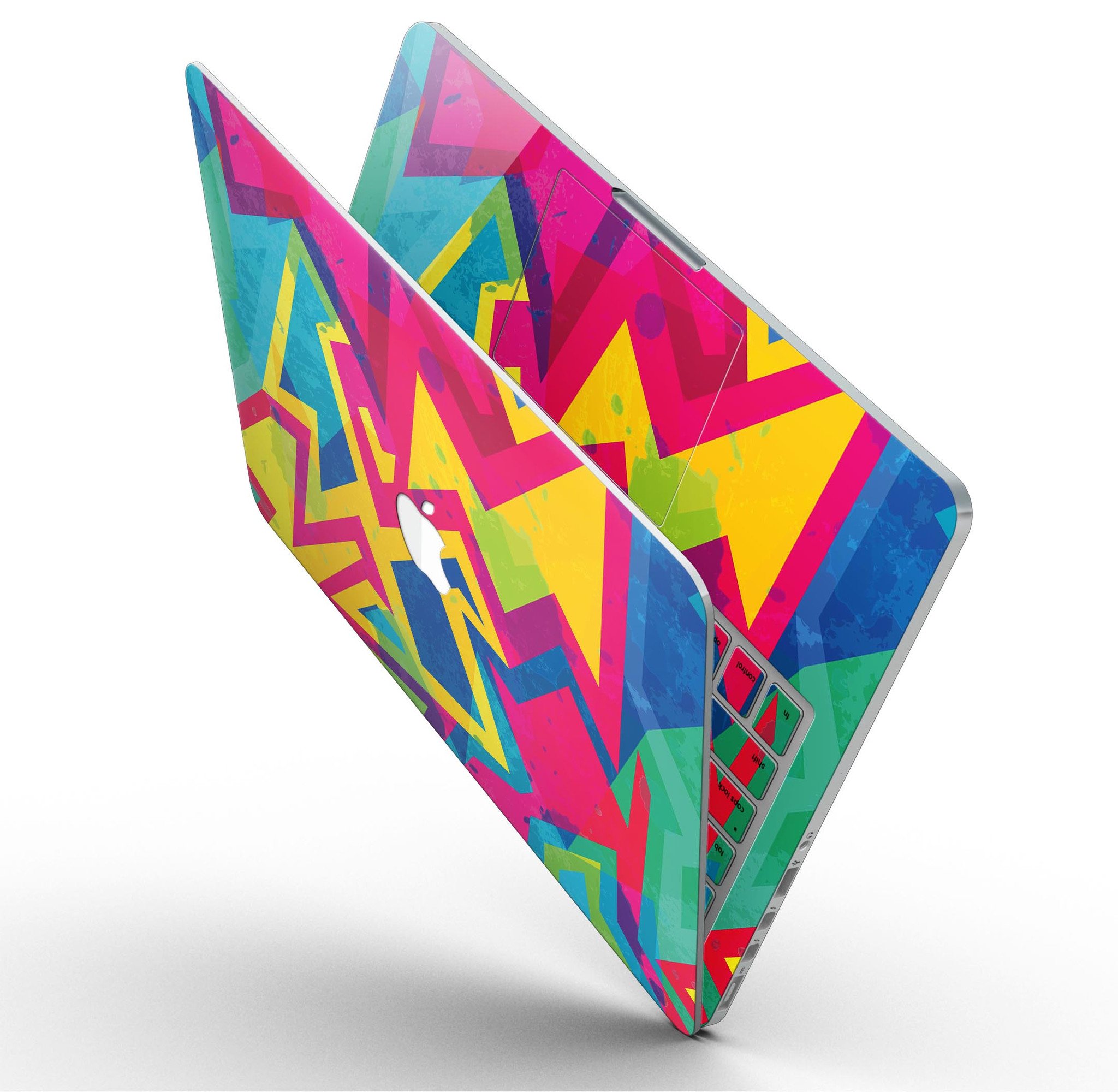 Bright Retro Color-Shapes skin for MacBook Pro with Retina Display, showcasing vibrant colors and unique shapes for stylish protection.