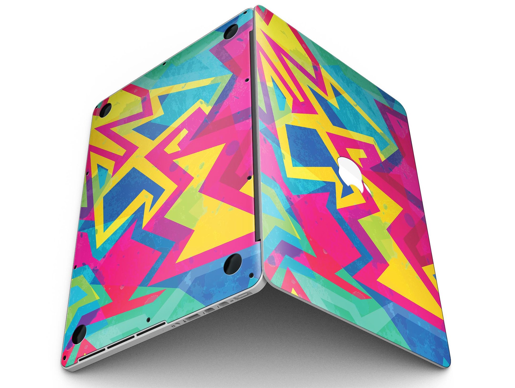 Bright Retro Color-Shapes skin for MacBook Pro with Retina Display, showcasing vibrant colors and unique shapes for stylish protection.