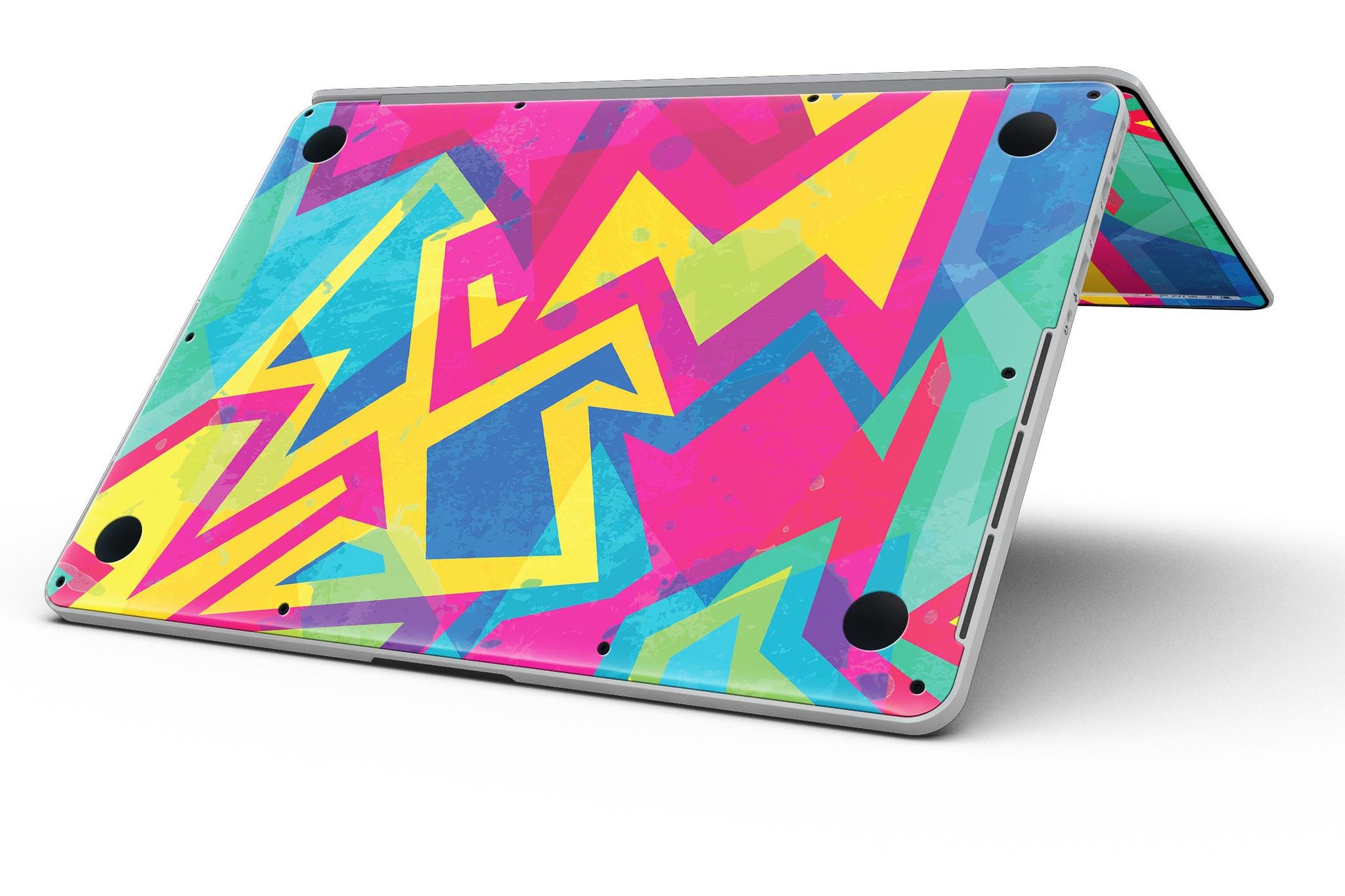 Bright Retro Color-Shapes skin for MacBook Pro with Retina Display, showcasing vibrant colors and unique shapes for stylish protection.