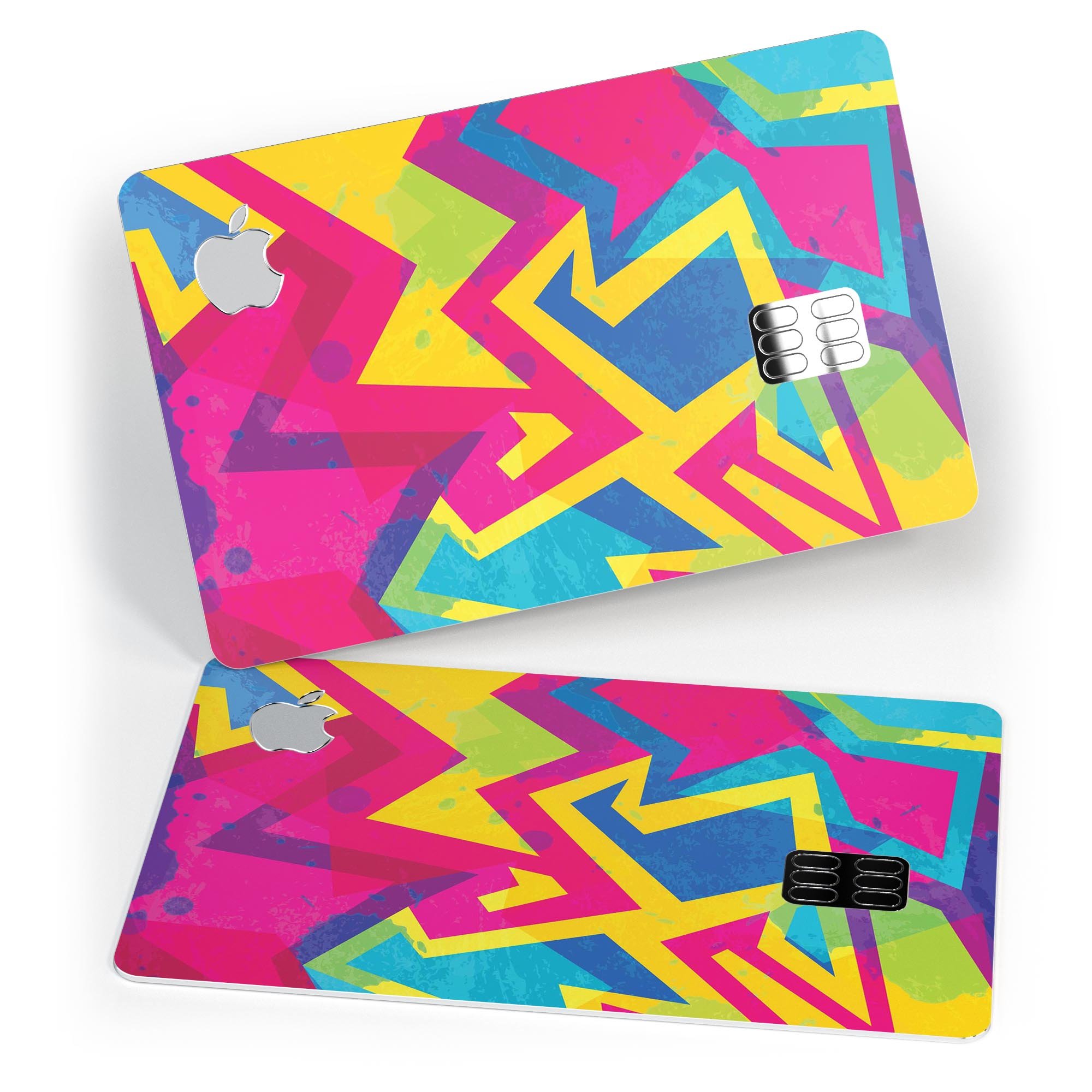 Bright Retro Color-Shapes decal skin kit for Apple Card, showcasing vibrant colors and premium vinyl material.