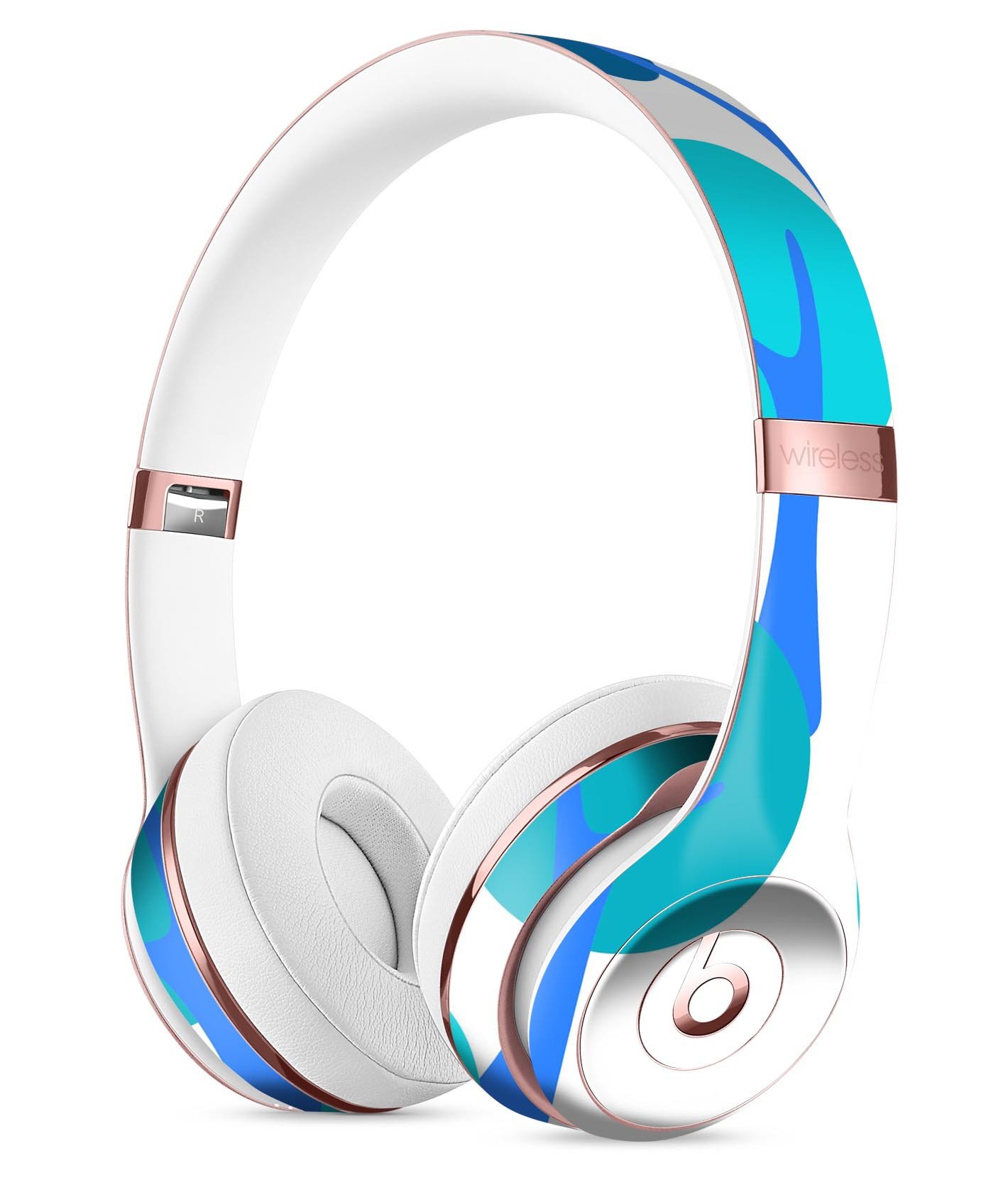 Bright Shades of Blue Cartoon Trees Skin Kit for Beats by Dre Solo 3 Wireless Headphones, showcasing vibrant colors and unique design.