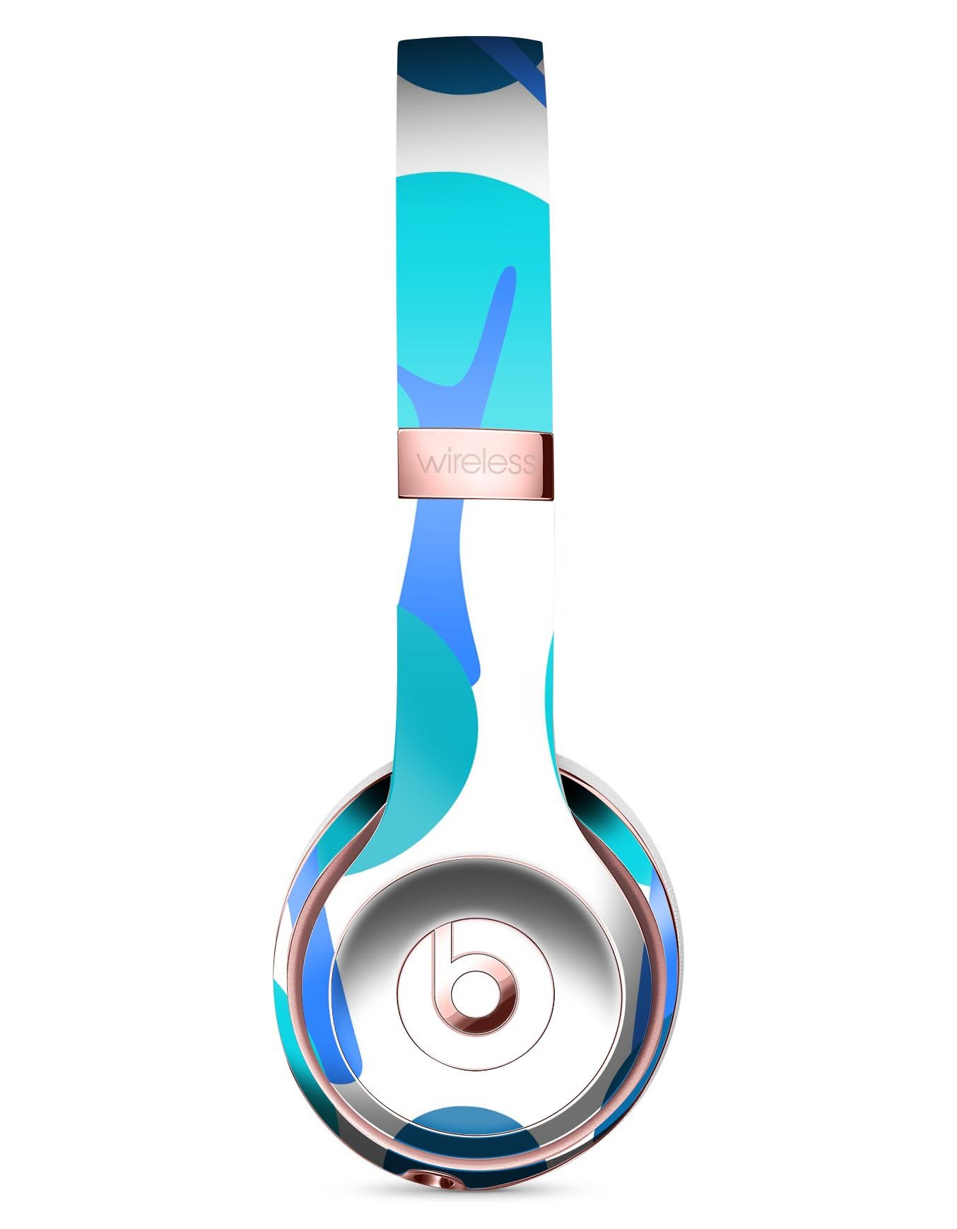 Bright Shades of Blue Cartoon Trees Skin Kit for Beats by Dre Solo 3 Wireless Headphones, showcasing vibrant colors and unique design.