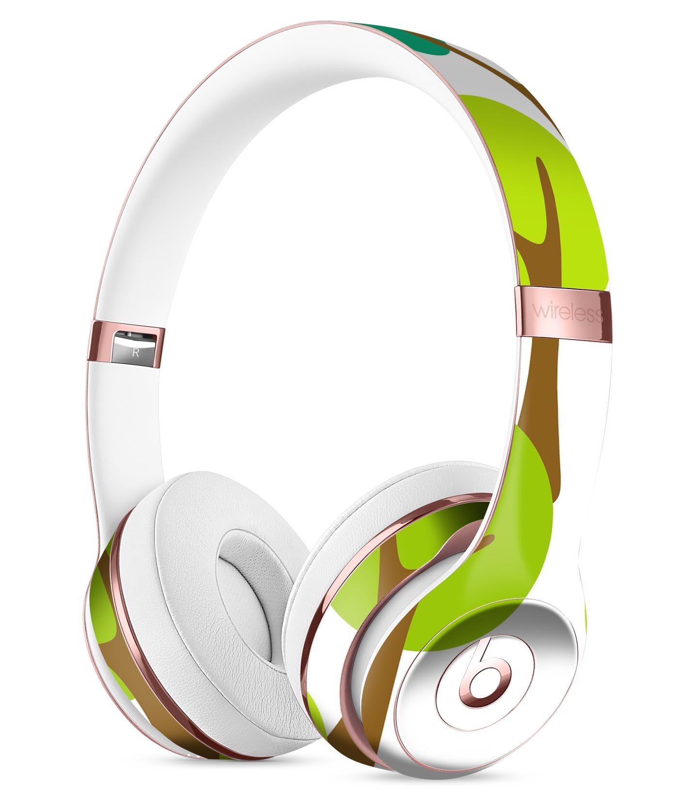 Bright Shades of Green Cartoon Trees Skin Kit for Beats by Dre Solo 3 Wireless Headphones, showcasing vibrant colors and unique design.