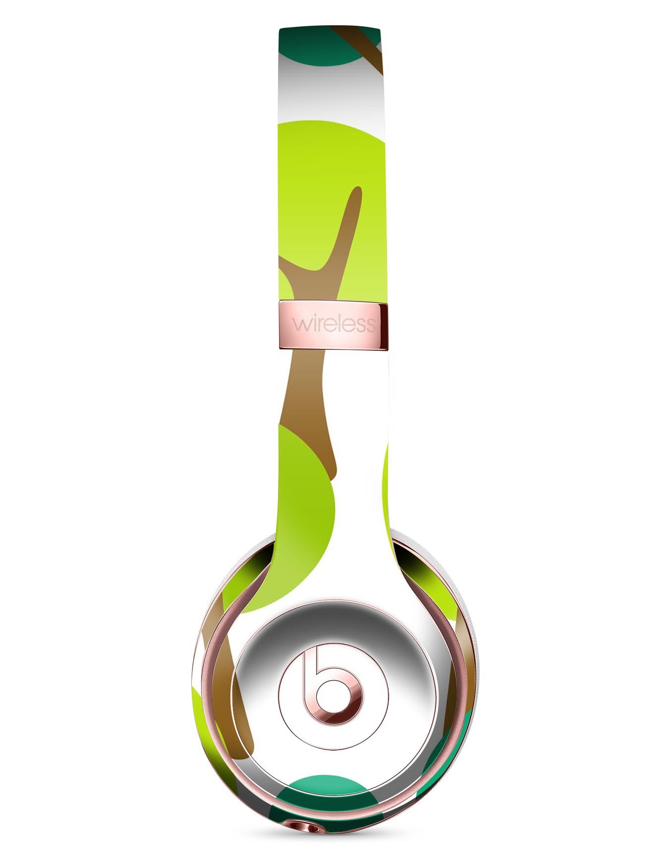 Bright Shades of Green Cartoon Trees Skin Kit for Beats by Dre Solo 3 Wireless Headphones, showcasing vibrant colors and unique design.