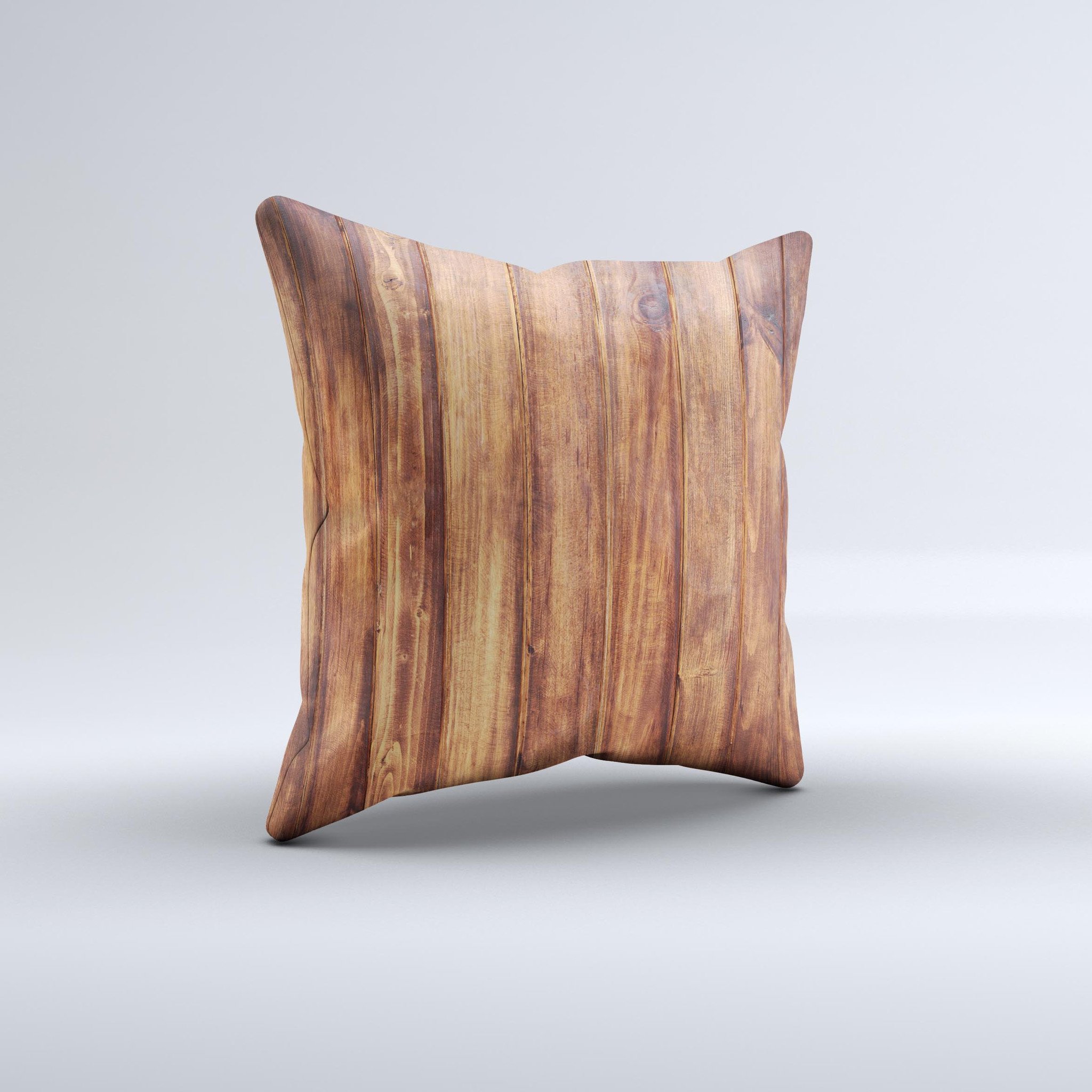 Bright Stained Wooden Planks Decorative Throw Pillow with unique ink-fuzed design, handcrafted in Virginia, showcasing vibrant colors and textures.