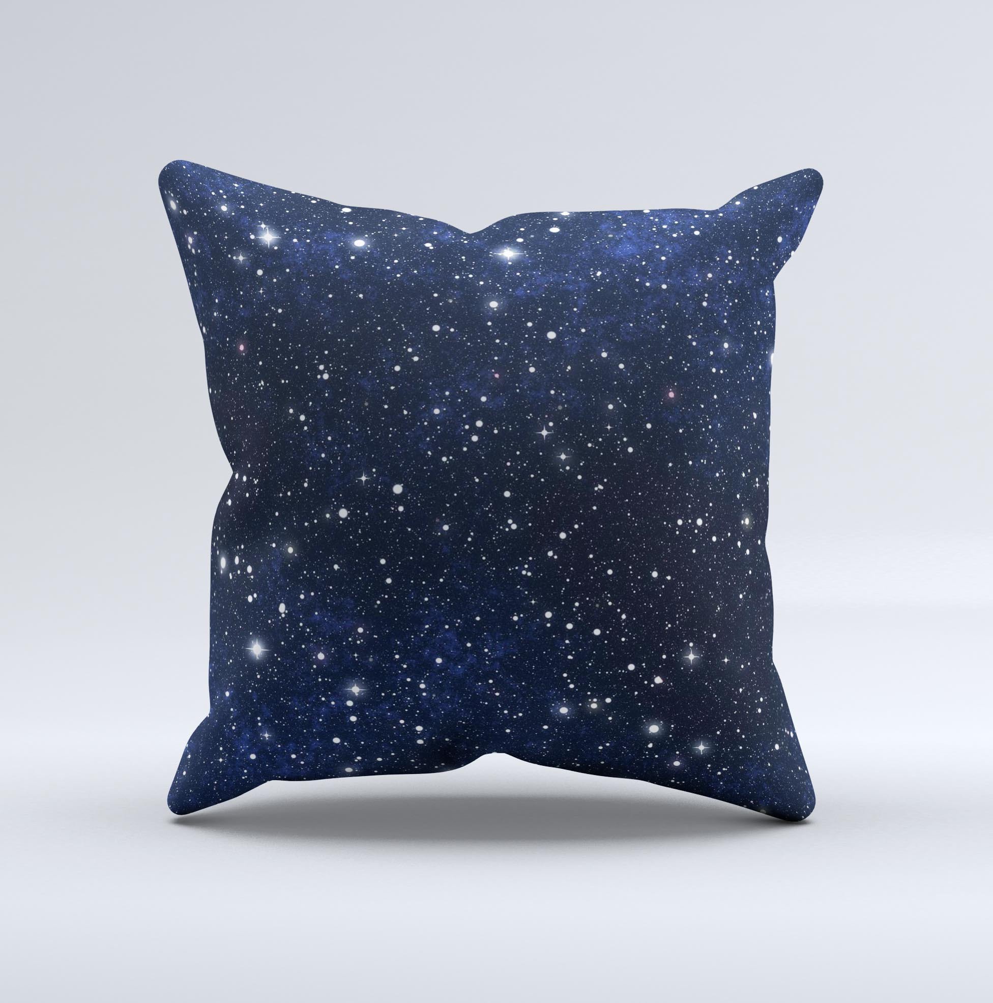 Bright Starry Sky Ink-Fuzed Decorative Throw Pillow featuring a celestial design, handcrafted in Virginia with high-quality materials.