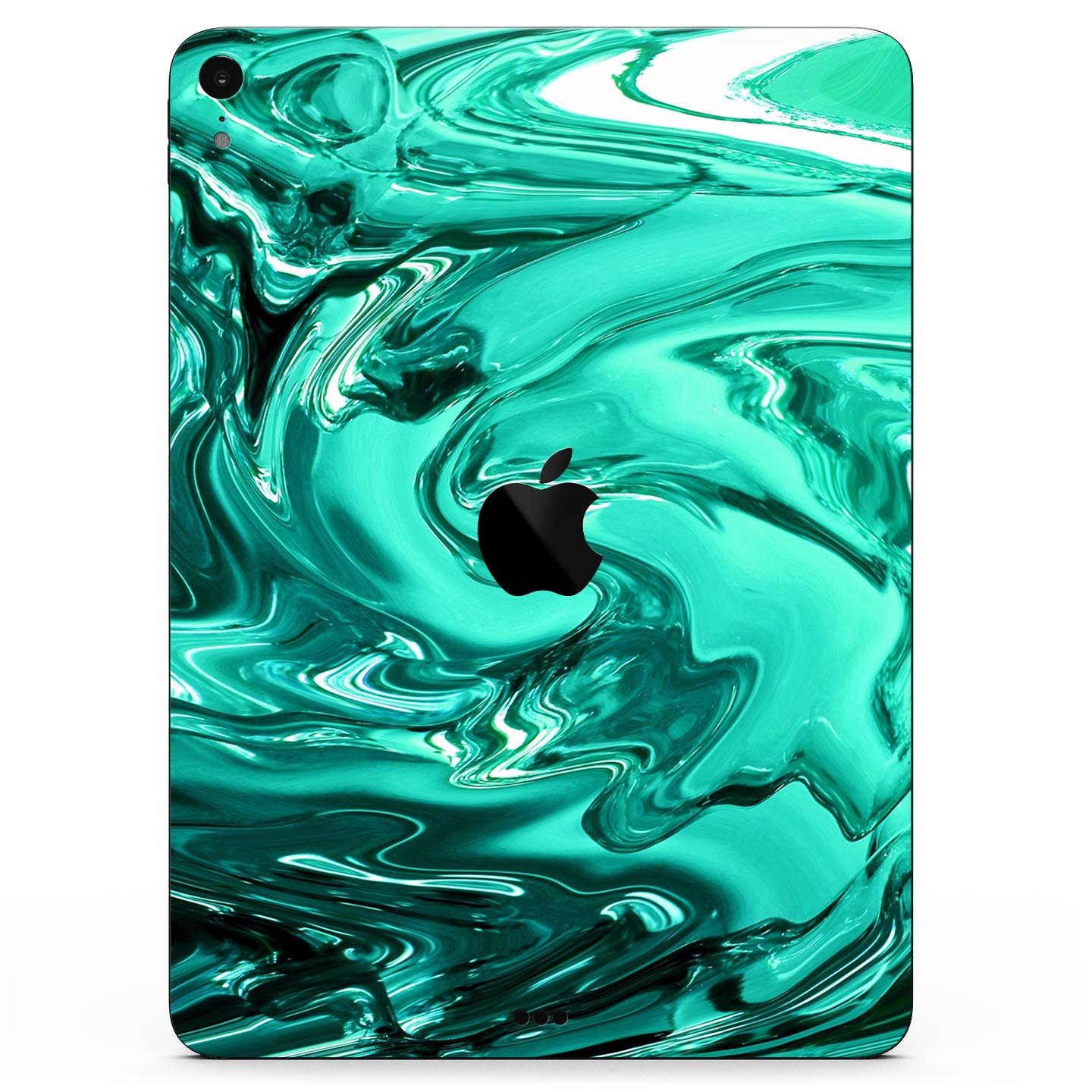 Bright trendy green swirled full body skin decal for Apple devices, showcasing vibrant colors and a sleek design.