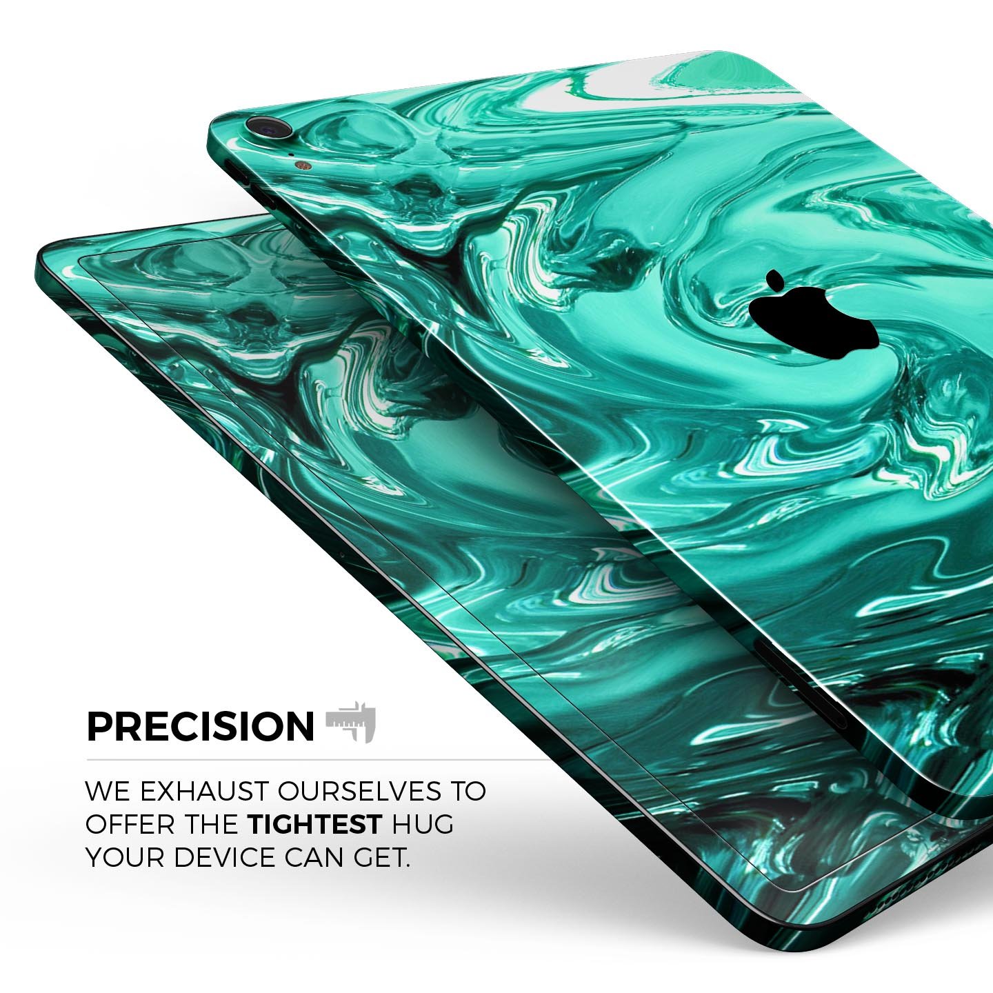 Bright trendy green swirled full body skin decal for Apple devices, showcasing vibrant colors and a sleek design.