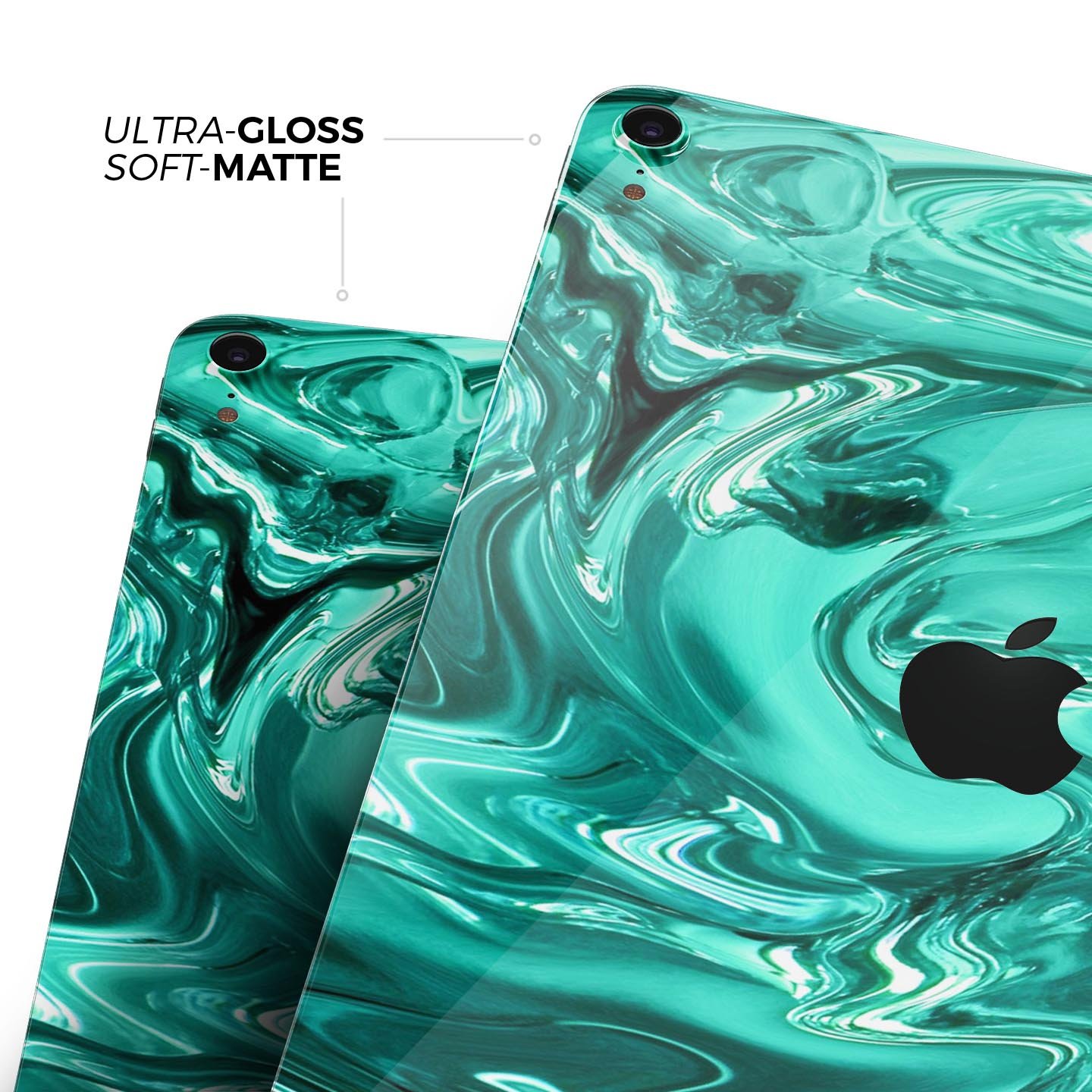 Bright trendy green swirled full body skin decal for Apple devices, showcasing vibrant colors and a sleek design.