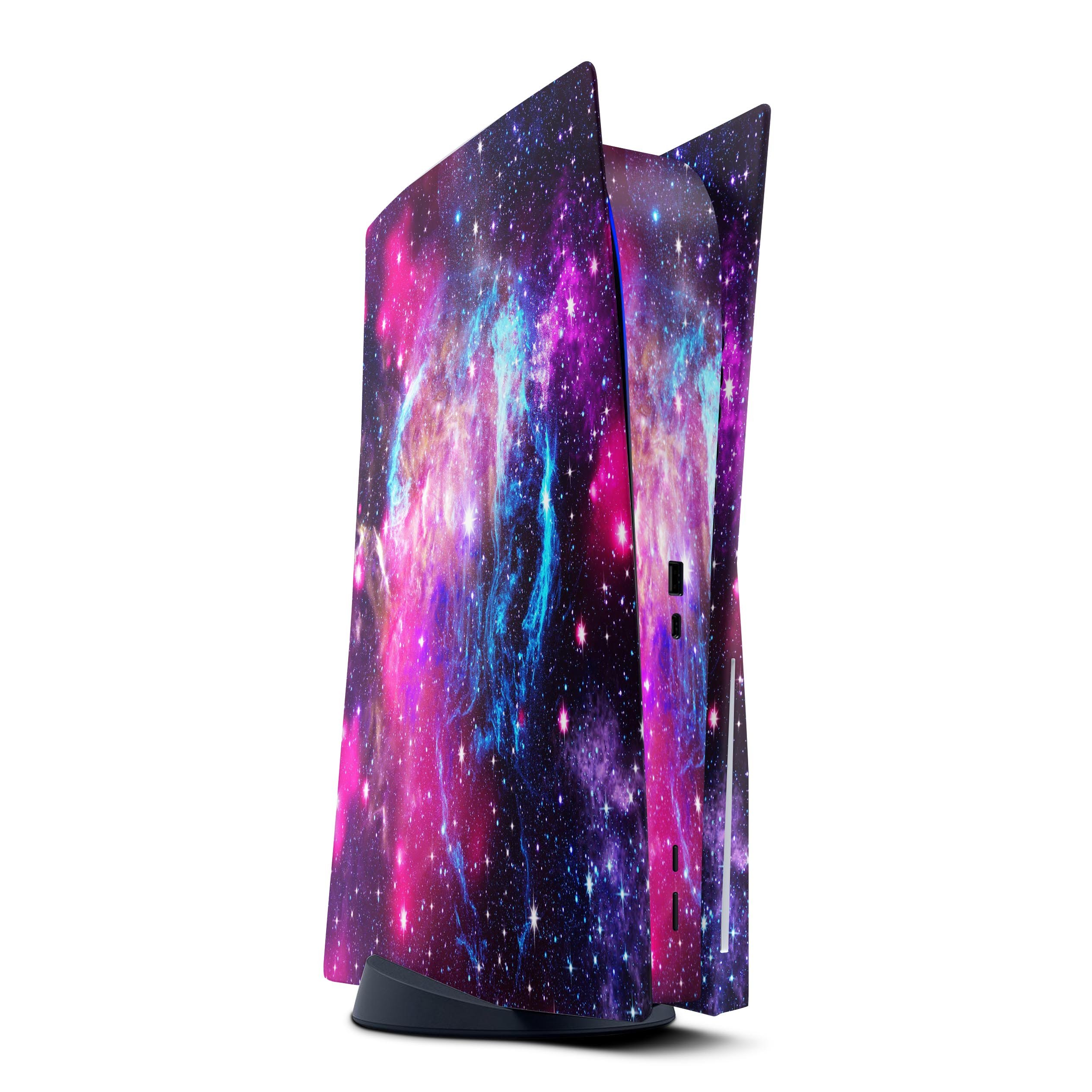 Bright Trippy Space full body skin decal wrap kit for Sony Playstation 5, showcasing vibrant colors and a sleek design.