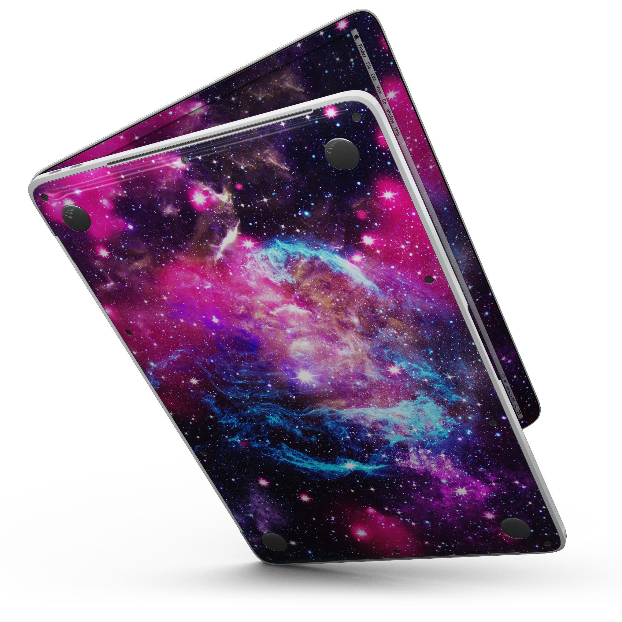 Bright Trippy Space skin kit for MacBook Pro with Touch Bar, showcasing vibrant colors and unique design.