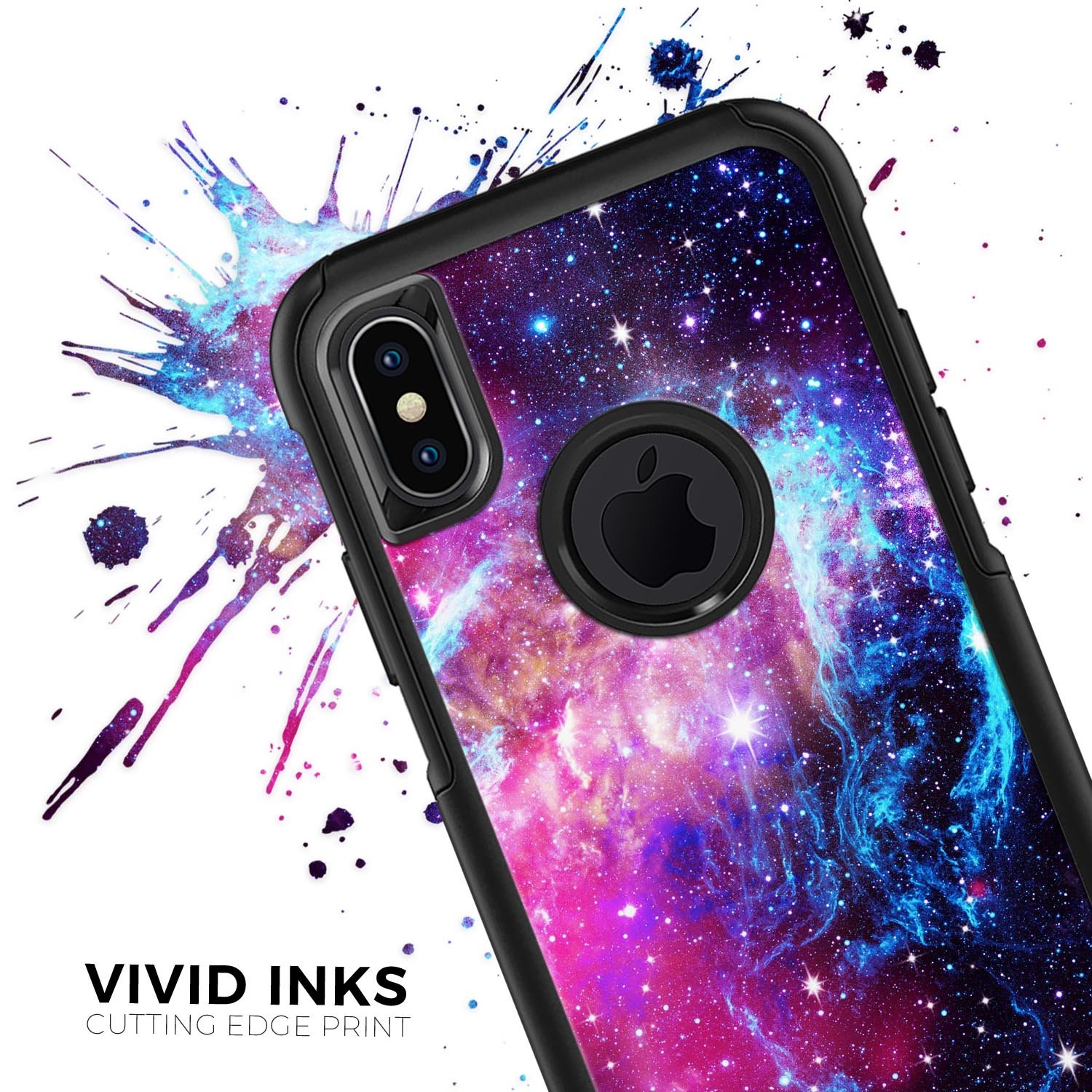 Bright Trippy Space Skin Kit for iPhone OtterBox cases featuring vibrant colors and intricate designs.