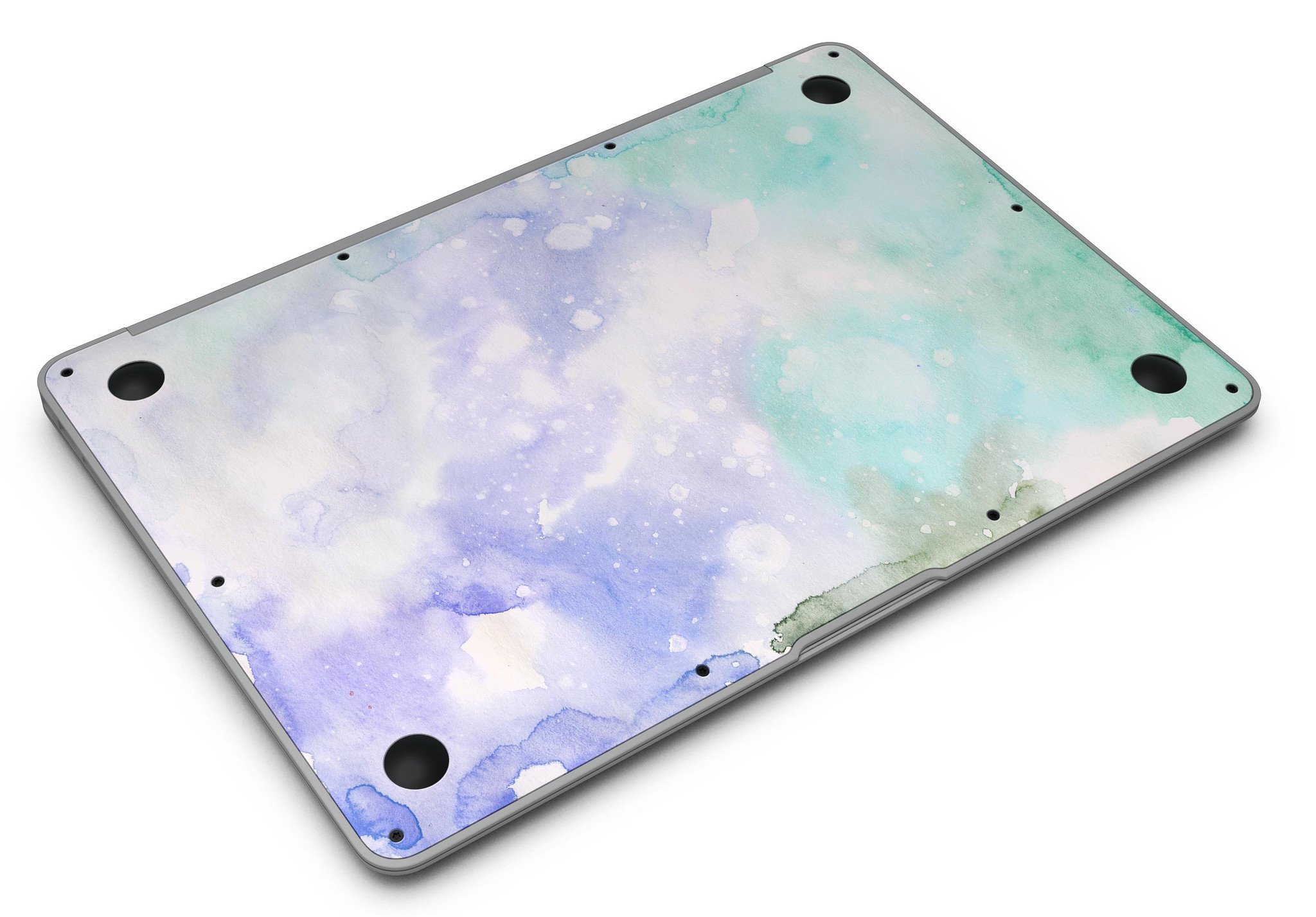 Bright v3 Absorbed Watercolor Texture skin applied to a MacBook Air, showcasing vibrant colors and a sleek design.