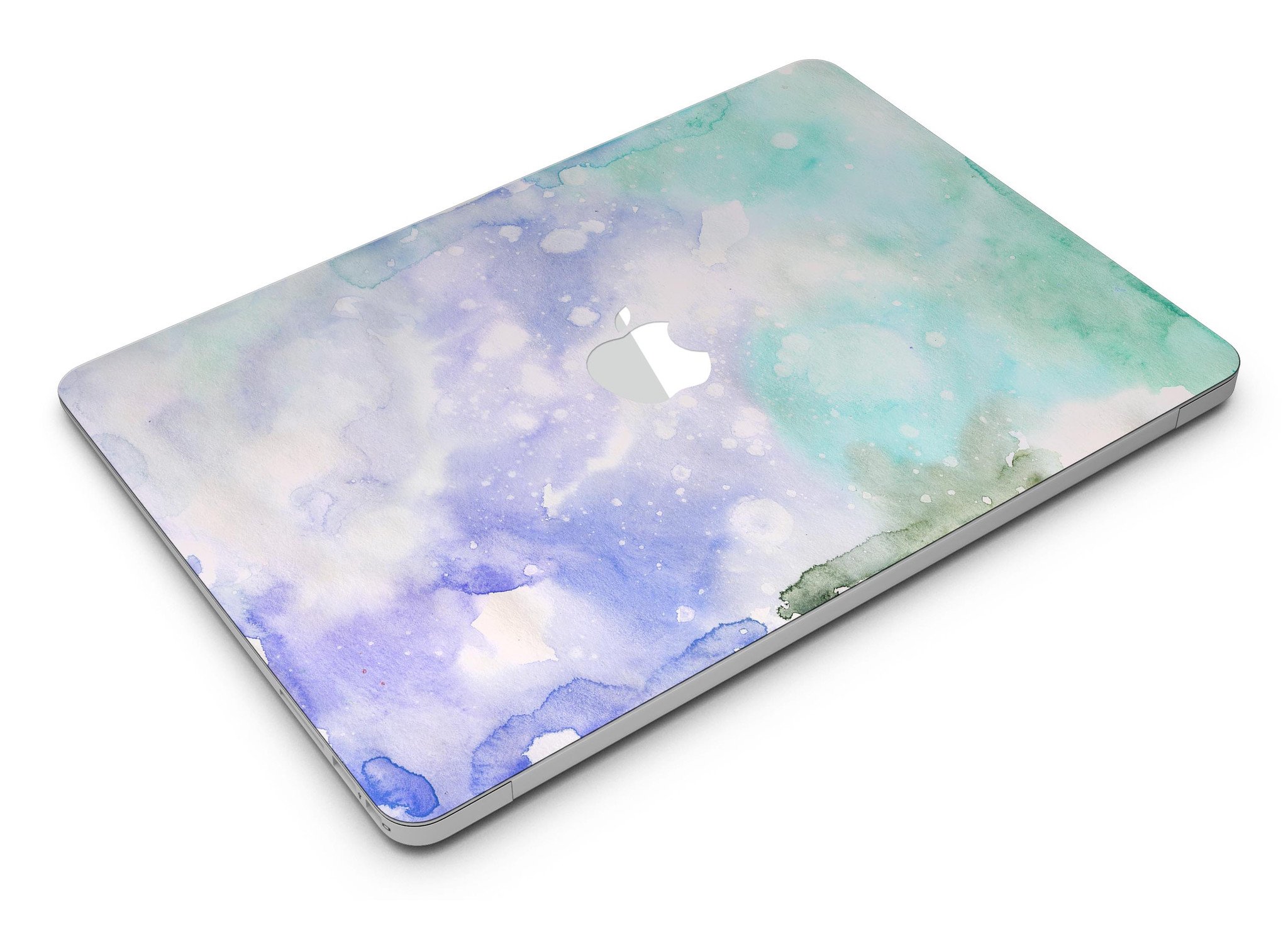 Bright v3 Absorbed Watercolor Texture skin applied to a MacBook Air, showcasing vibrant colors and a sleek design.