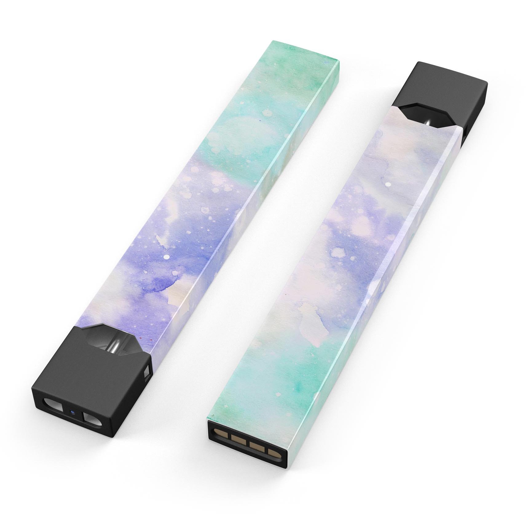 Bright v3 Absorbed Watercolor Texture skin for JUUL vaping device, showcasing vibrant colors and precise cut.