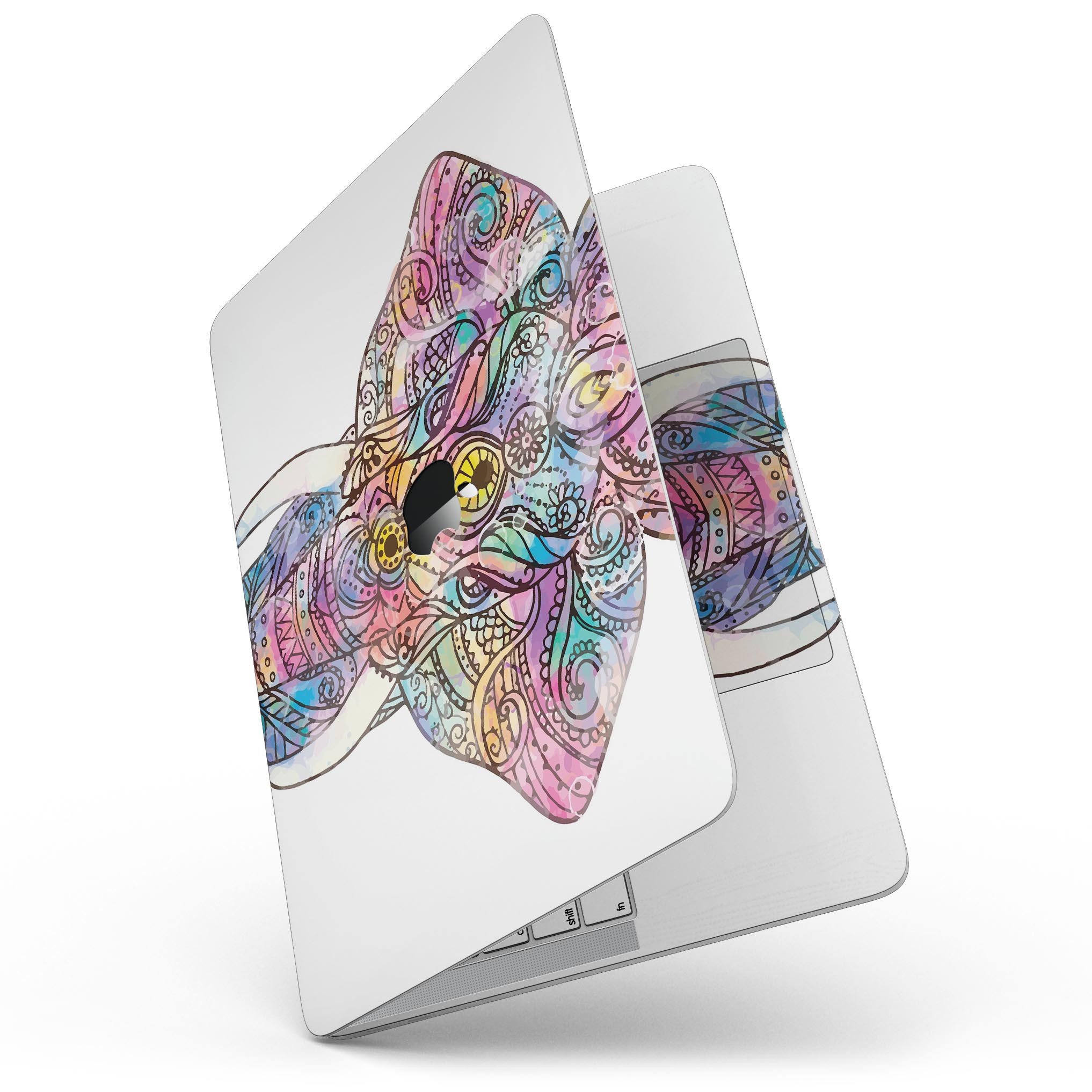 Bright Watercolor Ethnic Elephant skin for MacBook Pro, showcasing vibrant colors and intricate design.