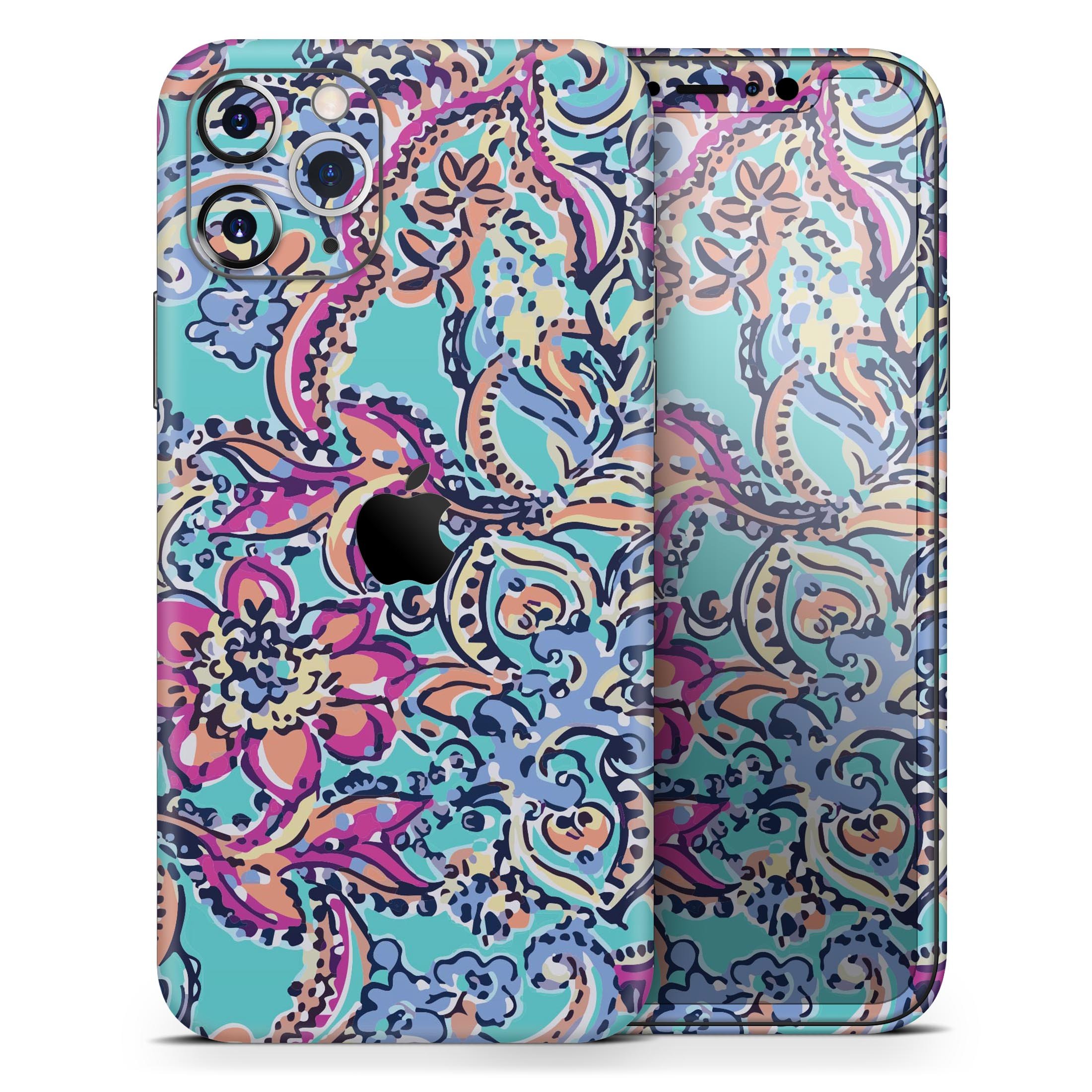 Bright WaterColor Floral Skin-Kit for Apple iPhone, showcasing vibrant floral design on a sleek vinyl surface.