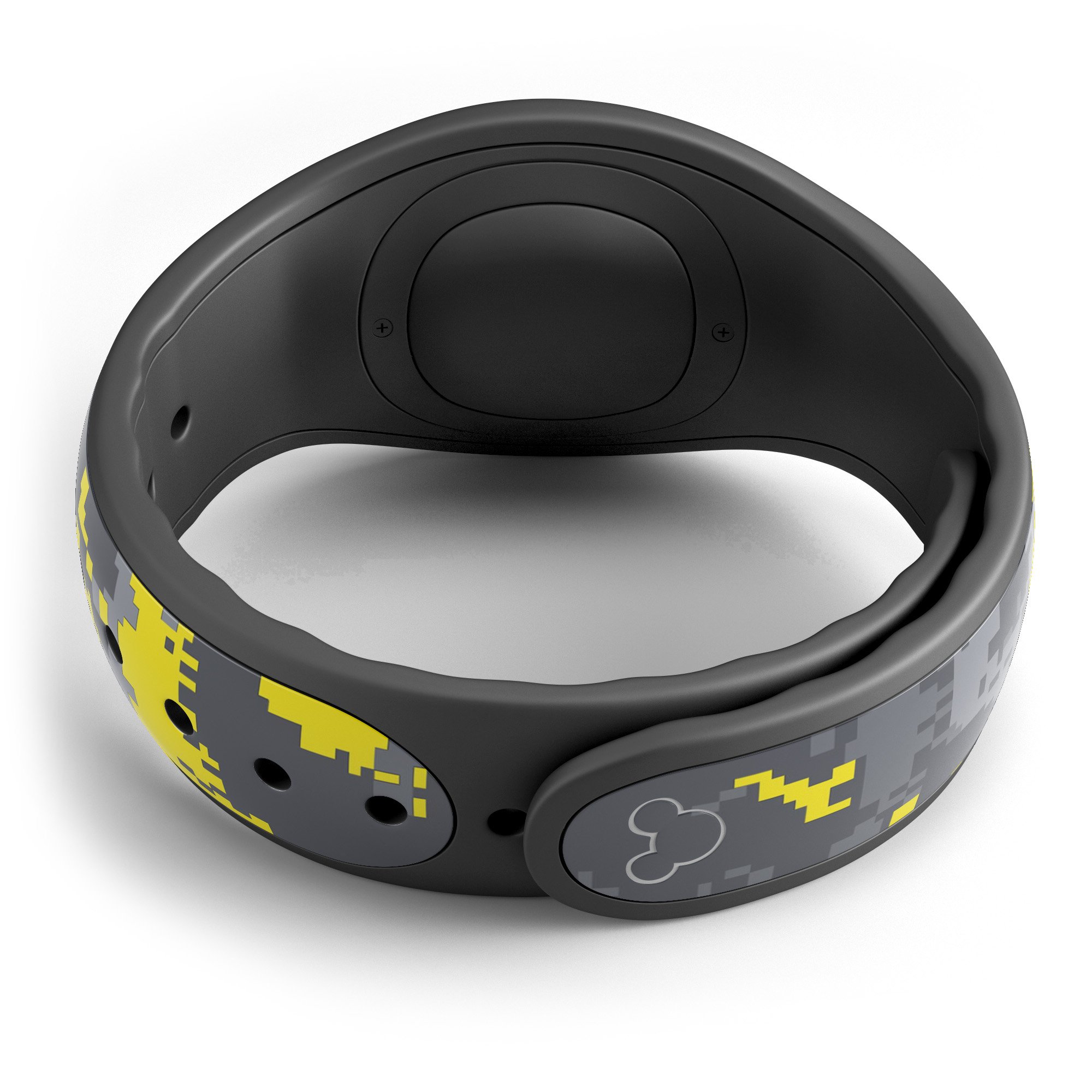 Bright Yellow and Gray Digital Camouflage skin wrap for Disney Magic Band, showcasing vibrant colors and modern design.