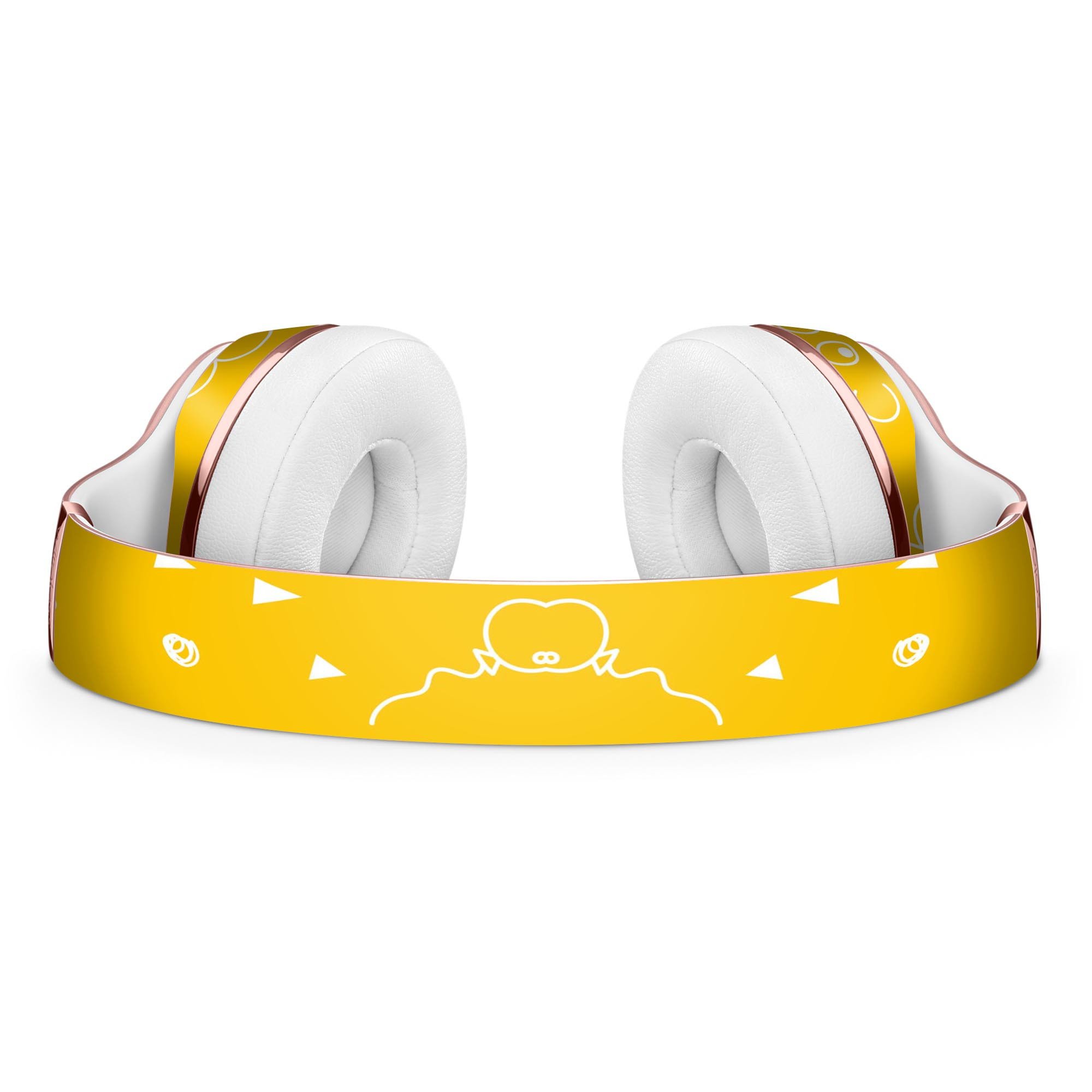 Bright yellow jester hat skin for Beats by Dre Solo 3 headphones, featuring colorful balloons and a playful design.