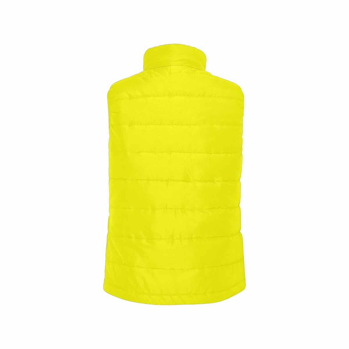 Bright yellow men's padded vest featuring a quilted design and zipper closure, perfect for layering in cool weather.