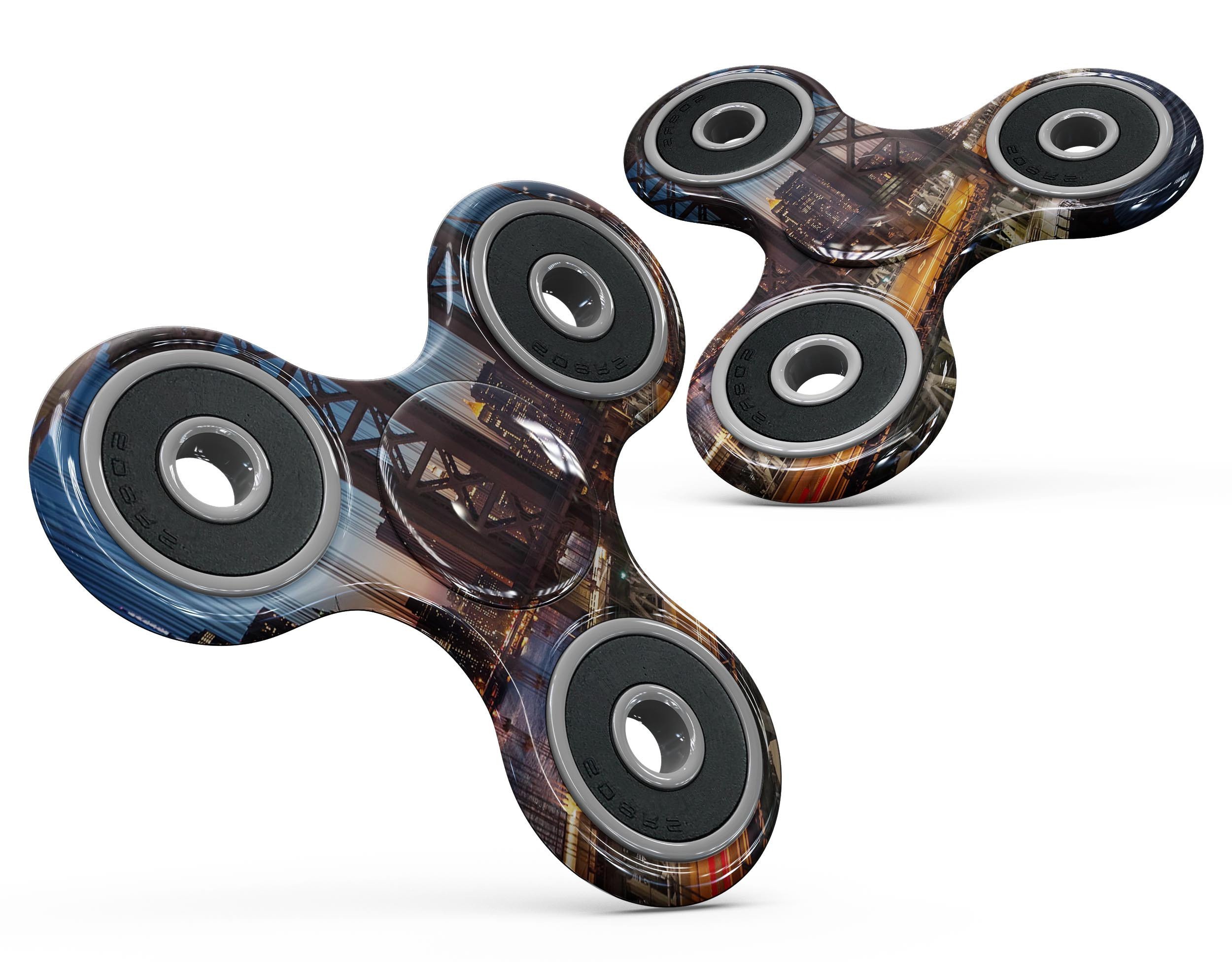 Brooklyn Glimpse Full-Body Fidget Spinner Skin-Kit showcasing vibrant design and premium vinyl material.