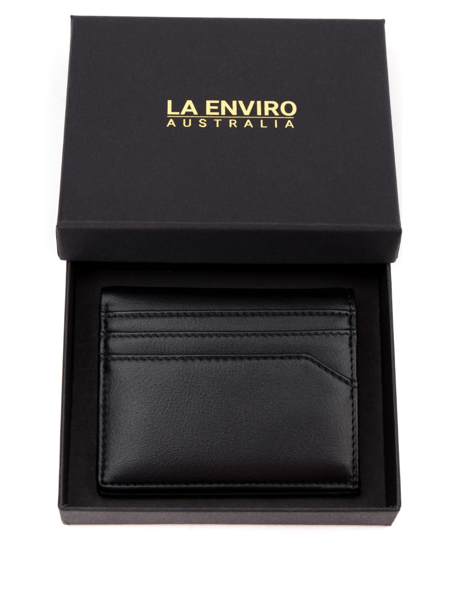 BROOME Unisex Wallet in Black made from ECO PU vegan leather, featuring 10 card slots and RFID protection.