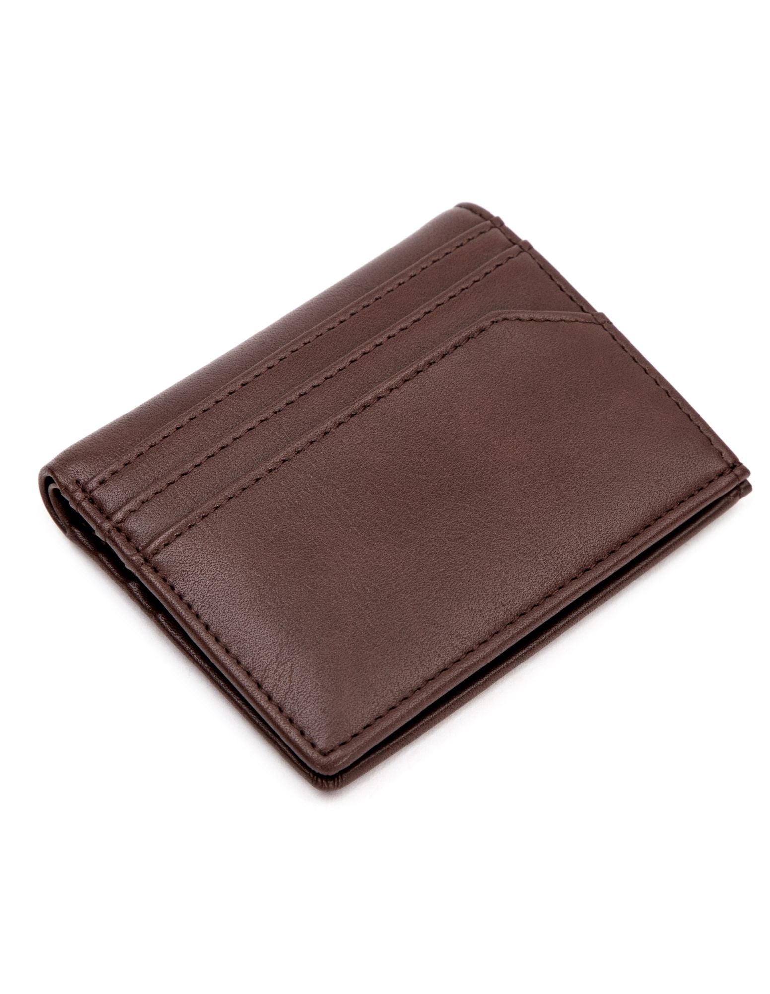 BROOME Unisex Wallet in Brown made from ECO PU vegan leather, featuring 10 card slots and a currency compartment, presented in a signature box.