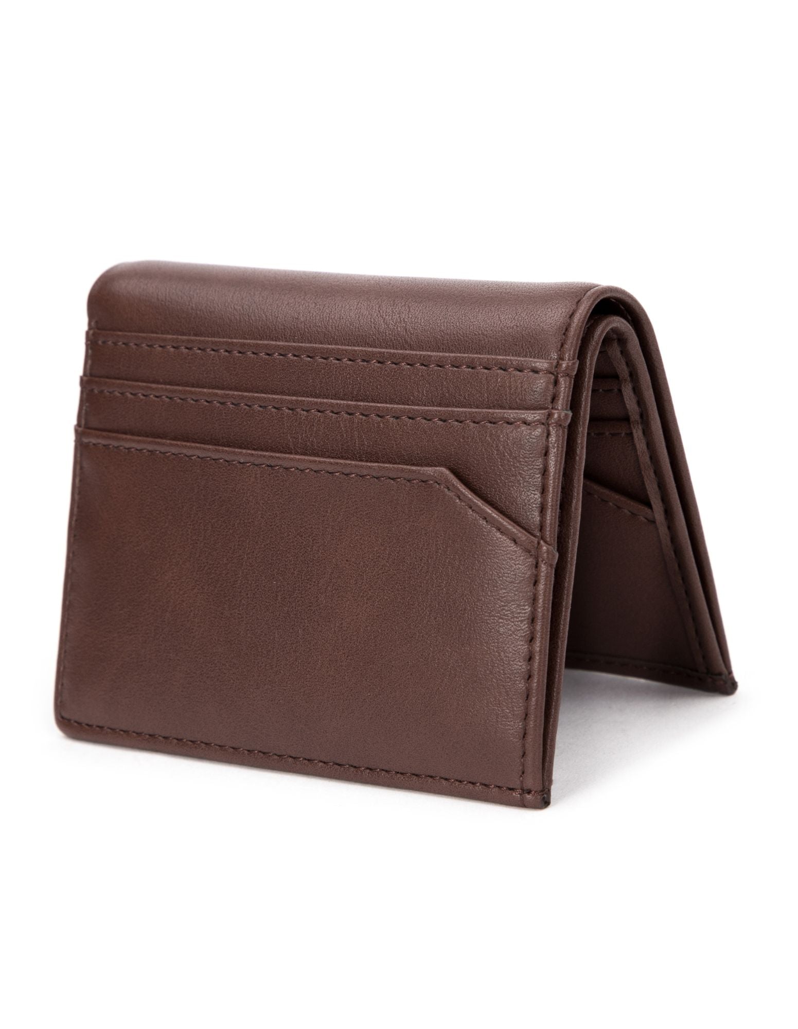 BROOME Unisex Wallet in Brown made from ECO PU vegan leather, featuring 10 card slots and a currency compartment, presented in a signature box.