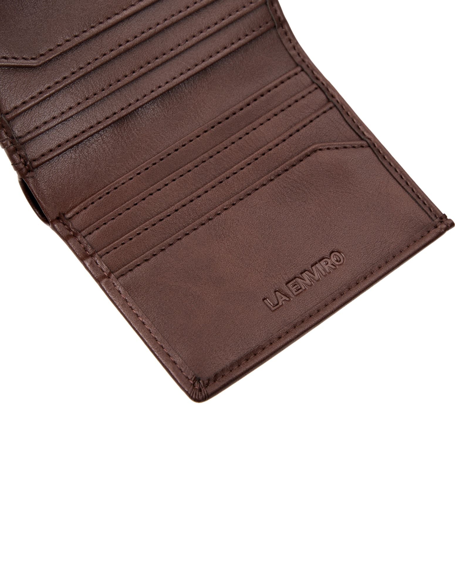 BROOME Unisex Wallet in Brown made from ECO PU vegan leather, featuring 10 card slots and a currency compartment, presented in a signature box.