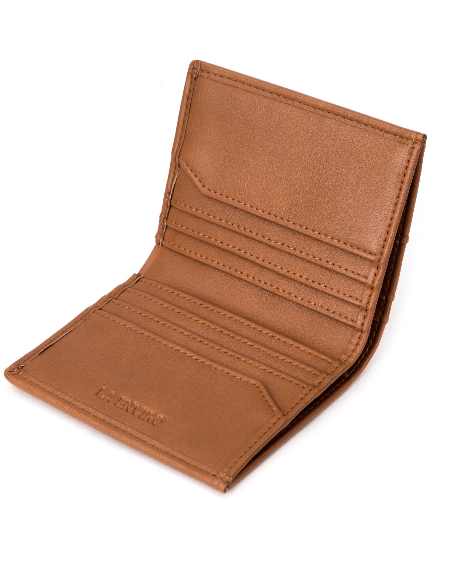 BROOME Unisex Wallet in Tan, made from ECO PU vegan leather, featuring 10 card slots and RFID protection.