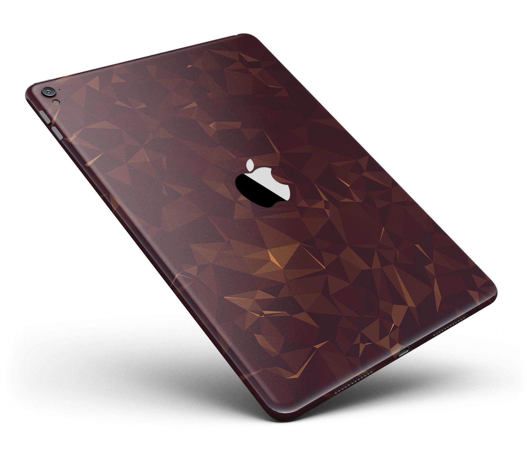 Brown and copper abstract geometric shapes skin for iPad Pro, showcasing a stylish design that fits snugly on the device.