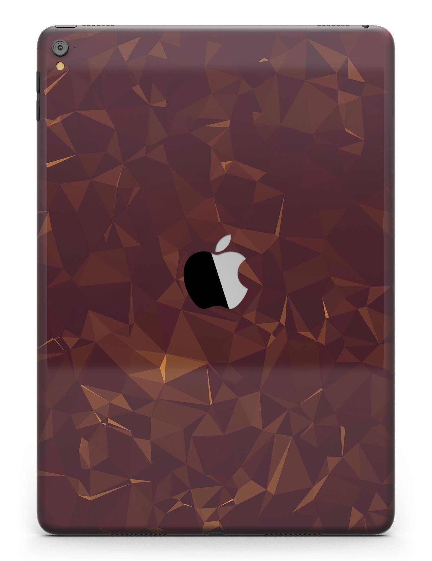 Brown and copper abstract geometric shapes skin for iPad Pro, showcasing a stylish design that fits snugly on the device.