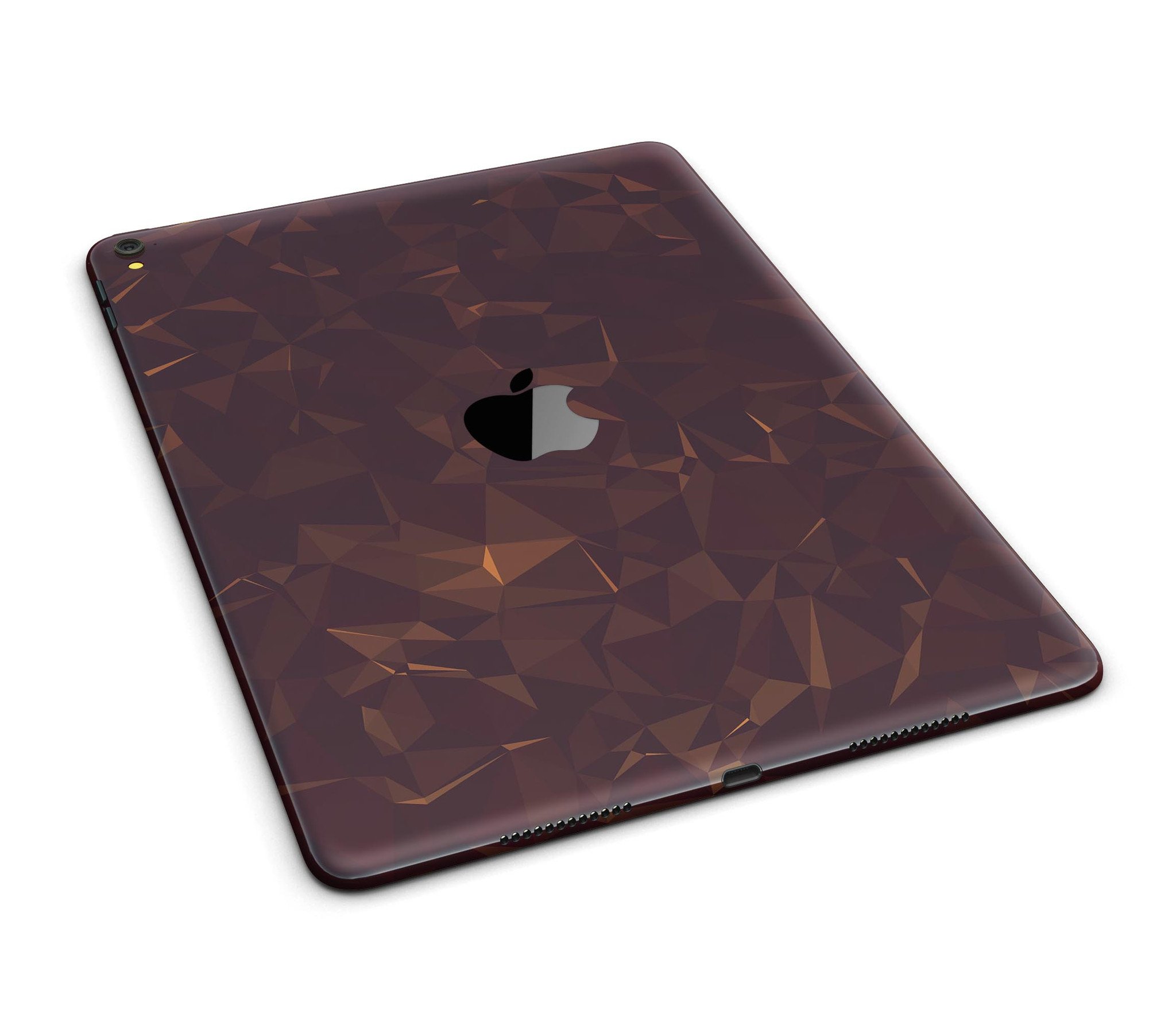 Brown and copper abstract geometric shapes skin for iPad Pro, showcasing a stylish design that fits snugly on the device.