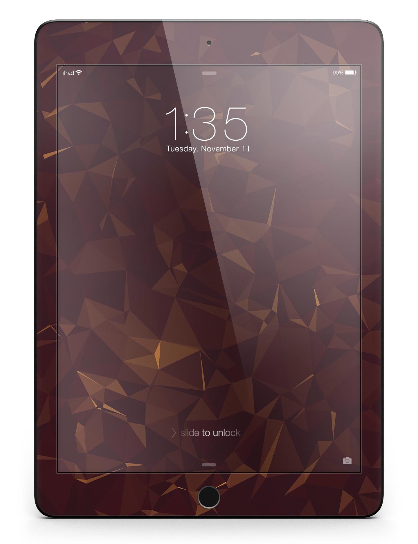 Brown and copper abstract geometric shapes skin for iPad Pro, showcasing a stylish design that fits snugly on the device.