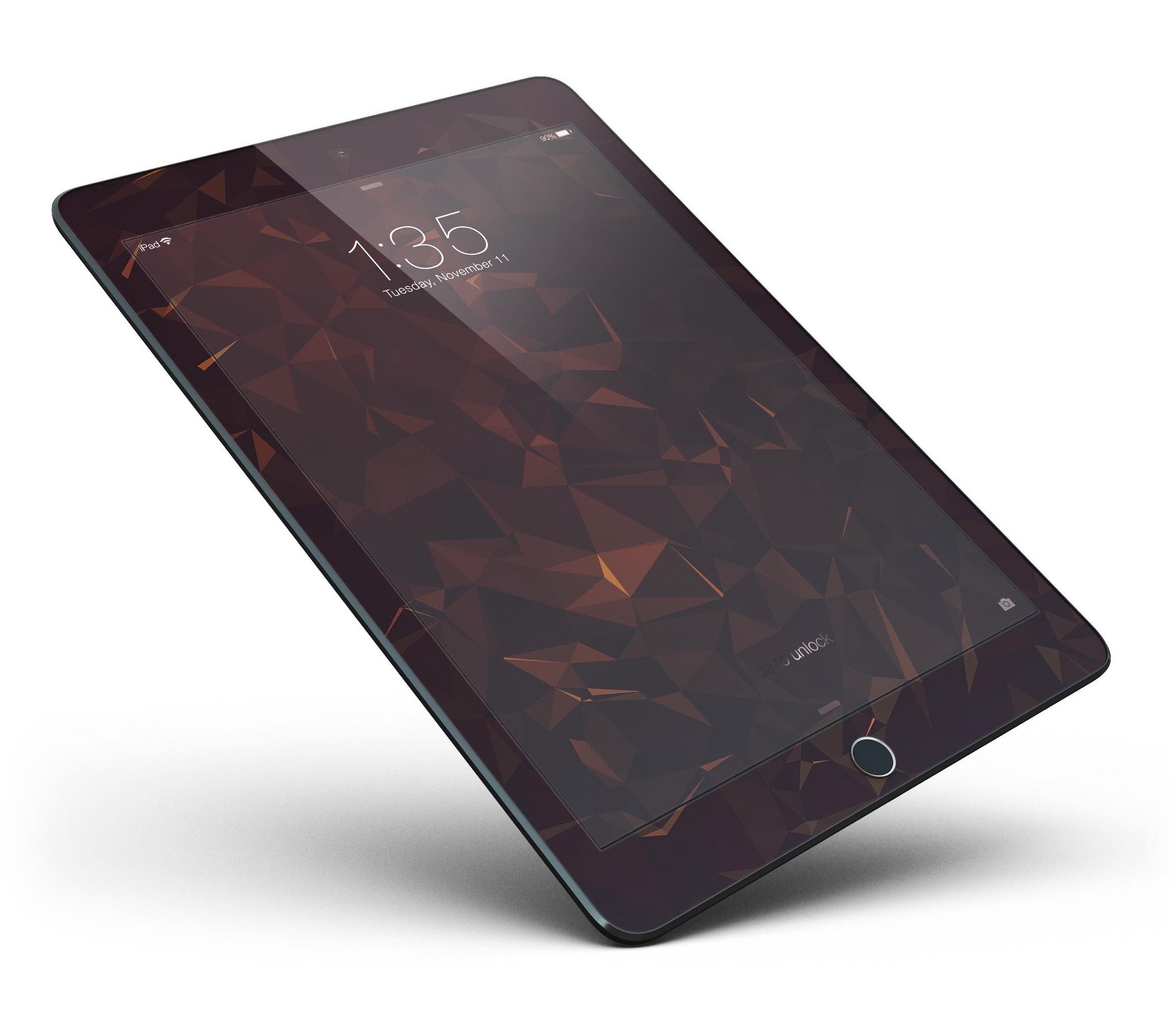 Brown and copper abstract geometric shapes skin for iPad Pro, showcasing a stylish design that fits snugly on the device.