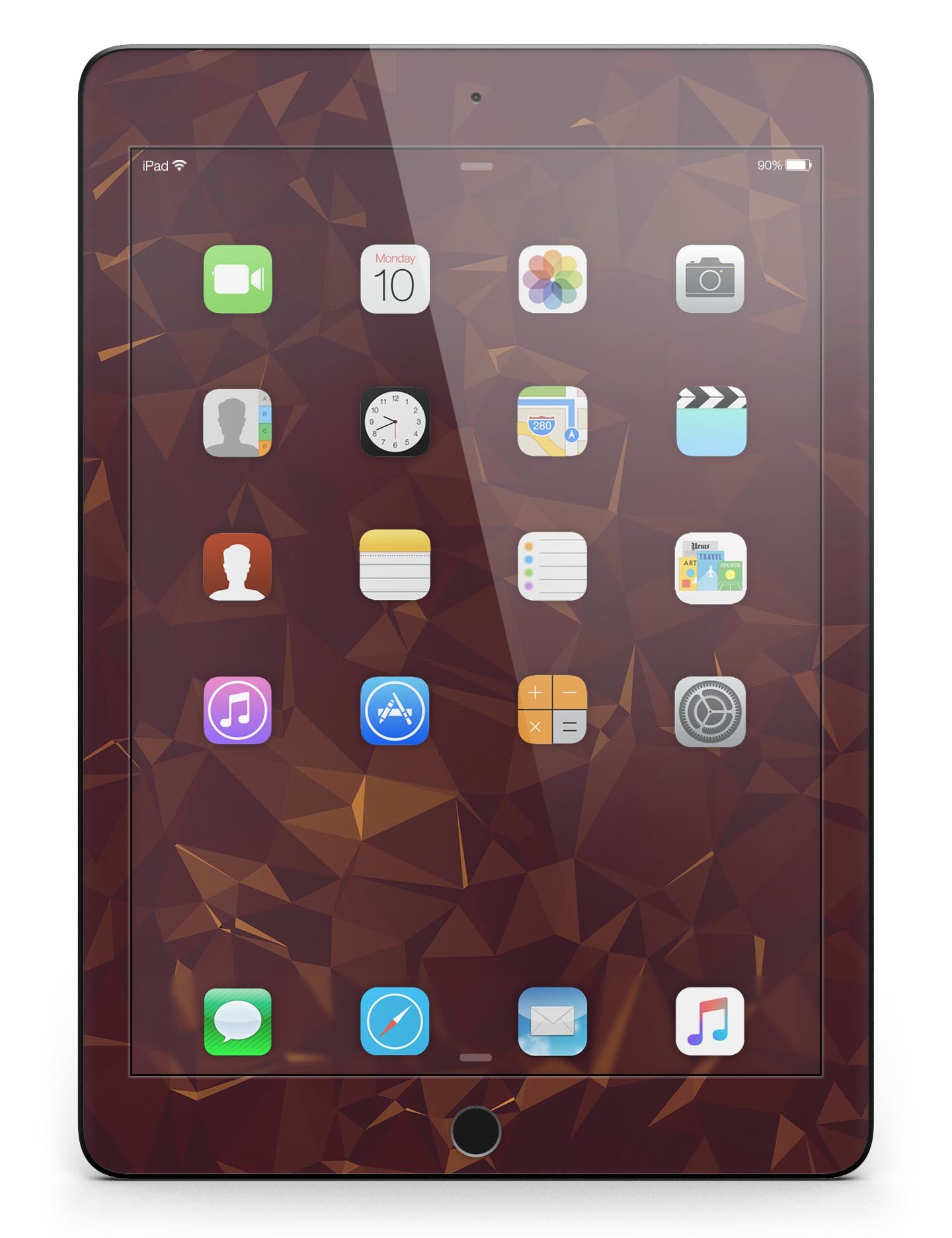 Brown and copper abstract geometric shapes skin for iPad Pro, showcasing a stylish design that fits snugly on the device.