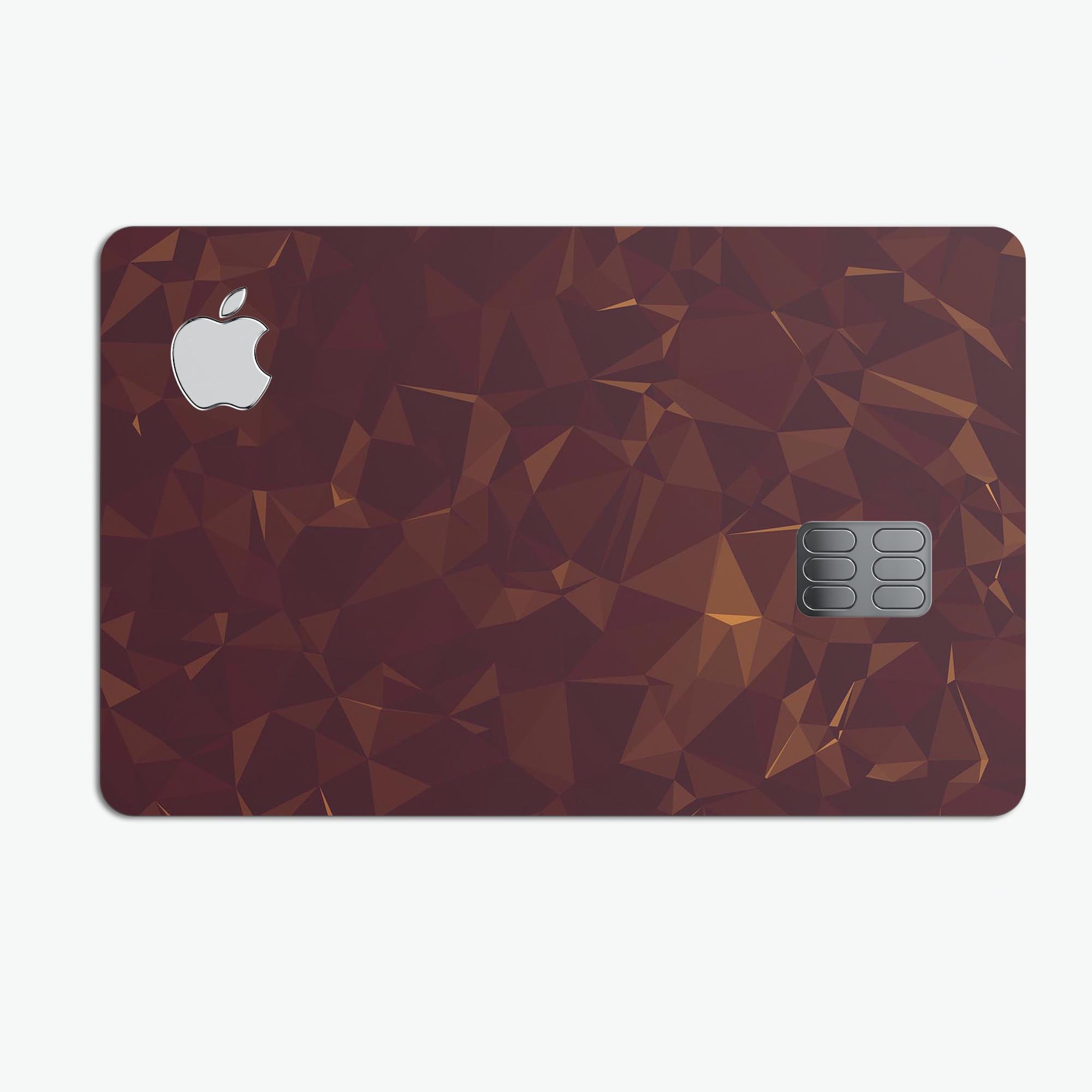 Brown and copper abstract geometric shapes decal for Apple Card, showcasing a stylish design that offers protection.