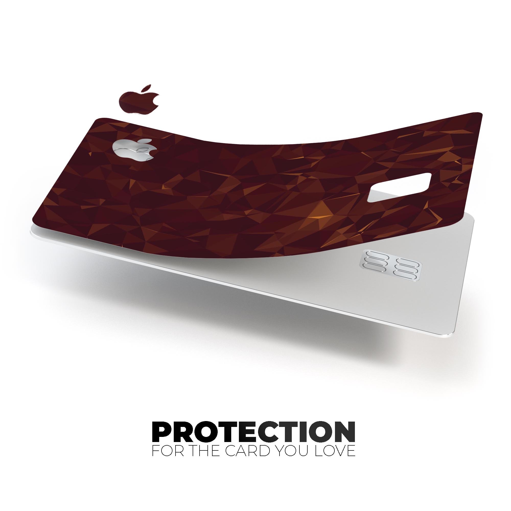 Brown and copper abstract geometric shapes decal for Apple Card, showcasing a stylish design that offers protection.