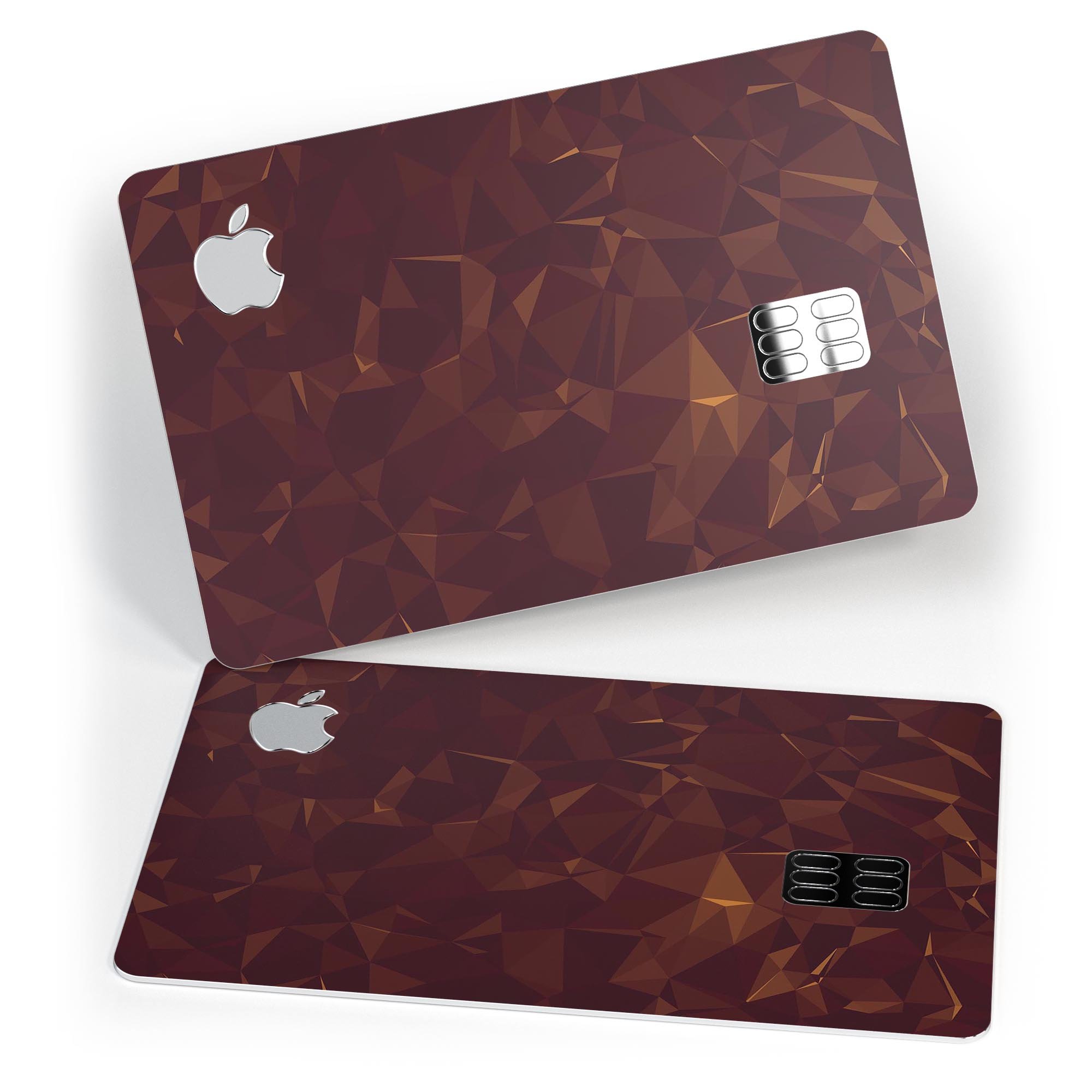 Brown and copper abstract geometric shapes decal for Apple Card, showcasing a stylish design that offers protection.