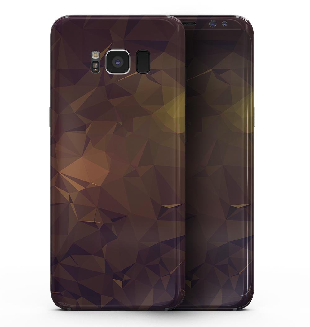 Brown and Gold Geometric Triangles full-body skin for Samsung Galaxy S8, showcasing a stylish design that protects the device.