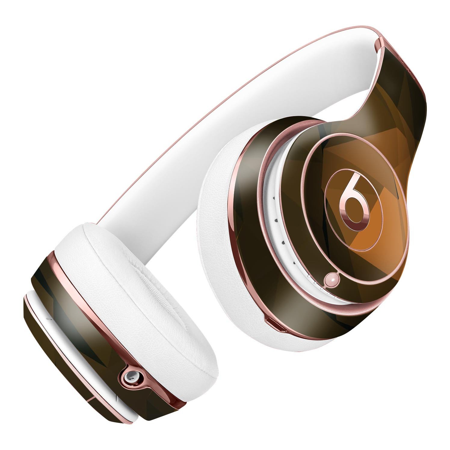 Brown and orange abstract shapes skin kit for Beats by Dre Solo 3 Wireless Headphones, showcasing a stylish design and precise fit.