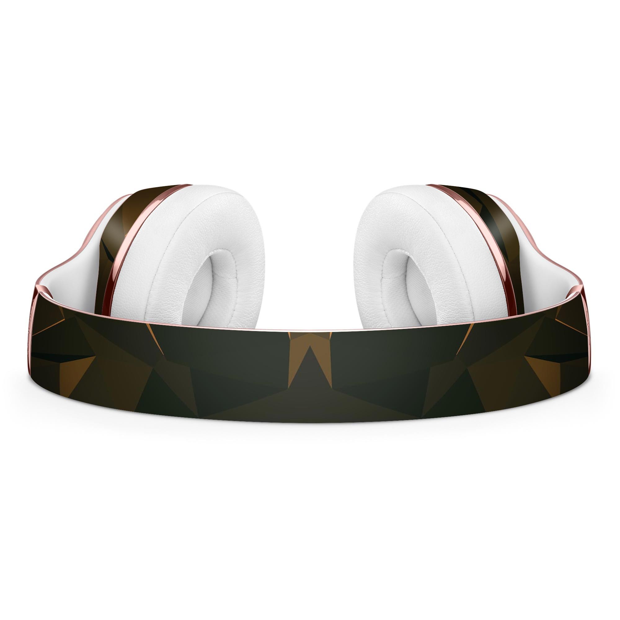 Brown and orange abstract shapes skin kit for Beats by Dre Solo 3 Wireless Headphones, showcasing a stylish design and precise fit.