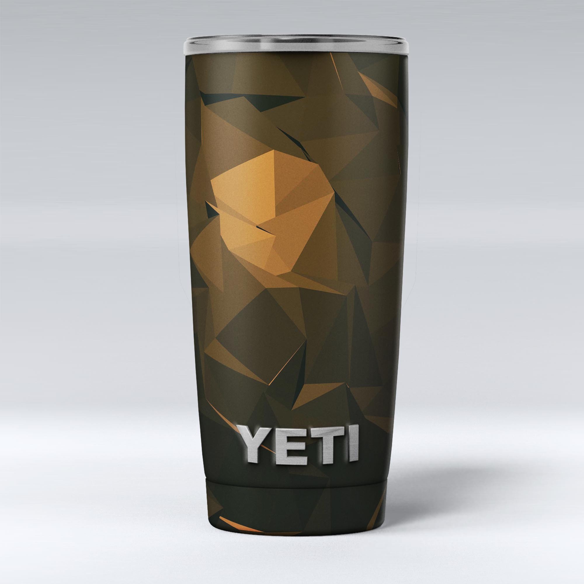 Brown and orange abstract shapes skin decal vinyl wrap kit for Yeti Cooler, showcasing a stylish design and premium quality.