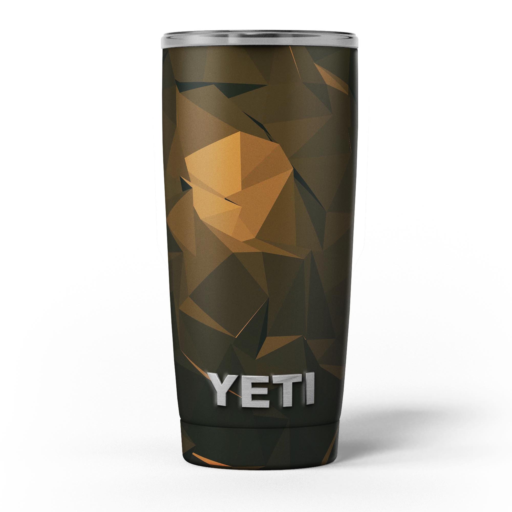 Brown and orange abstract shapes skin decal vinyl wrap kit for Yeti Cooler, showcasing a stylish design and premium quality.