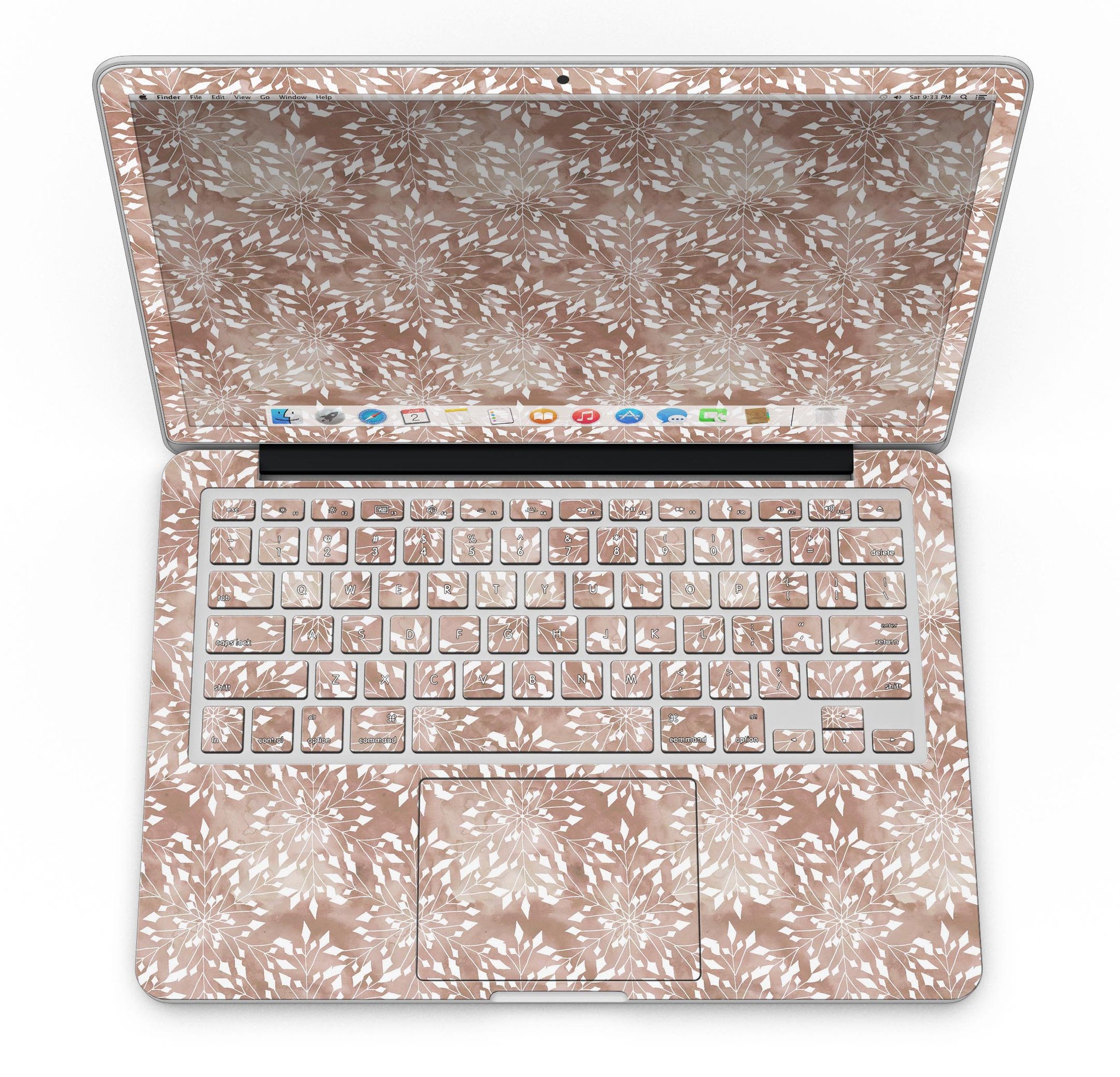 Brown and White Fractal Pattern skin for MacBook Pro with Retina Display, showcasing a stylish design that protects the device.