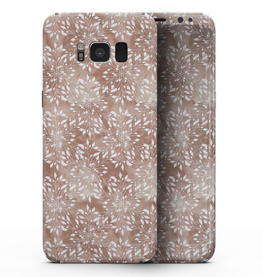 Samsung Galaxy S8 with a stylish Brown and White Fractal Pattern skin, showcasing its sleek design and vibrant colors.