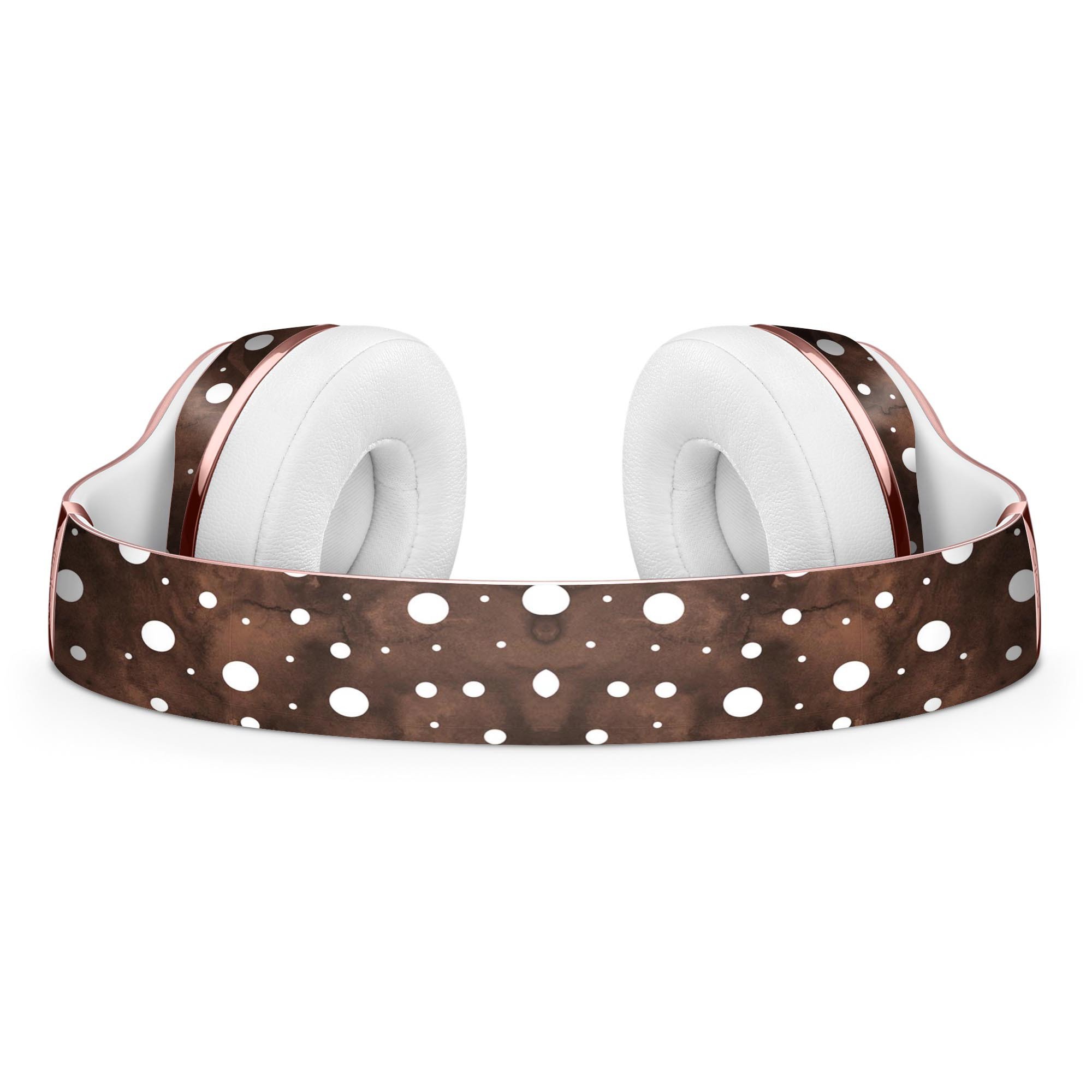 Brown and white watercolor polka dots skin kit for Beats by Dre Solo 3 Wireless Headphones, showcasing vibrant colors and stylish design.